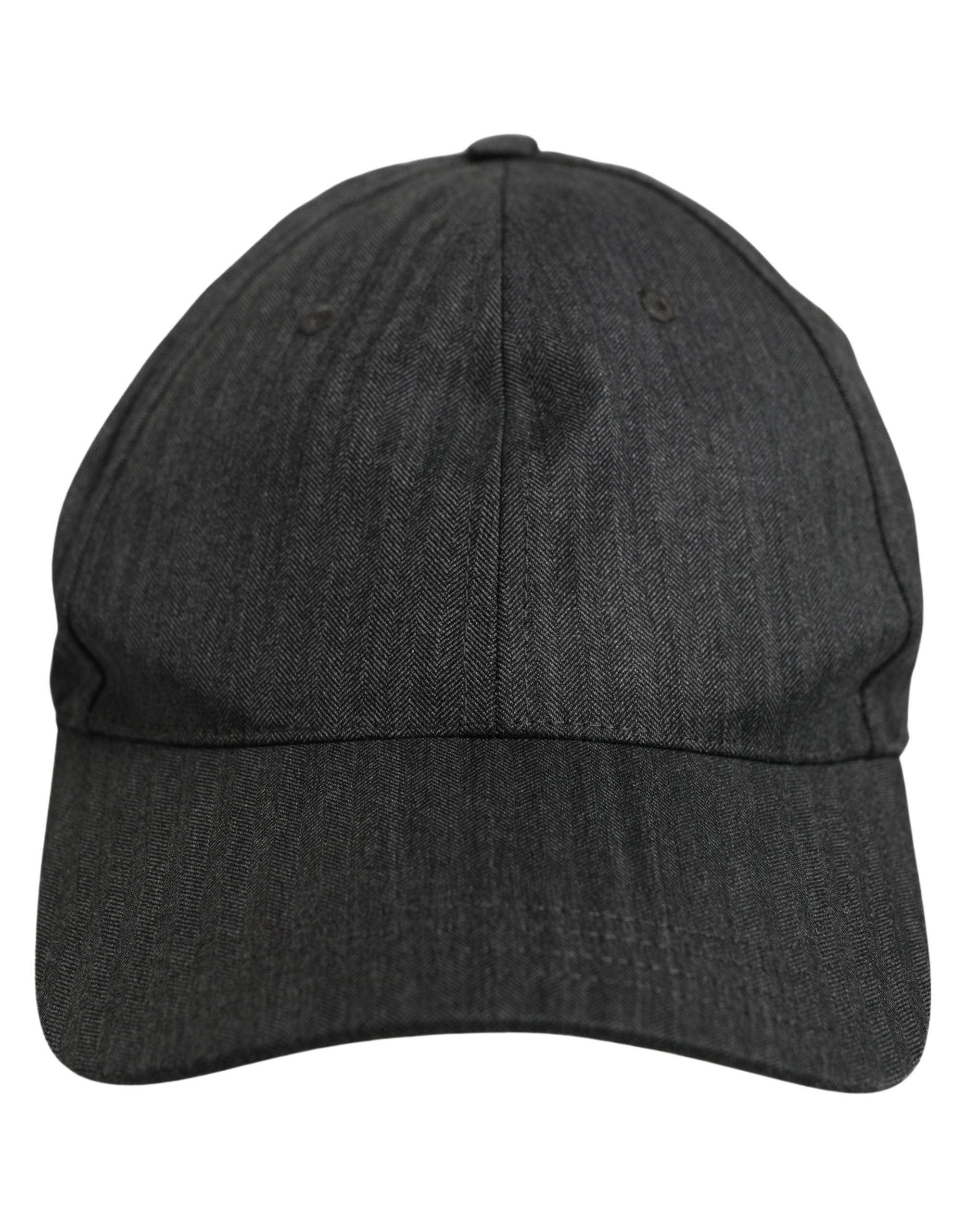 Dolce & Gabbana Men Dark Gray Herringbone Baseball Cap Hat