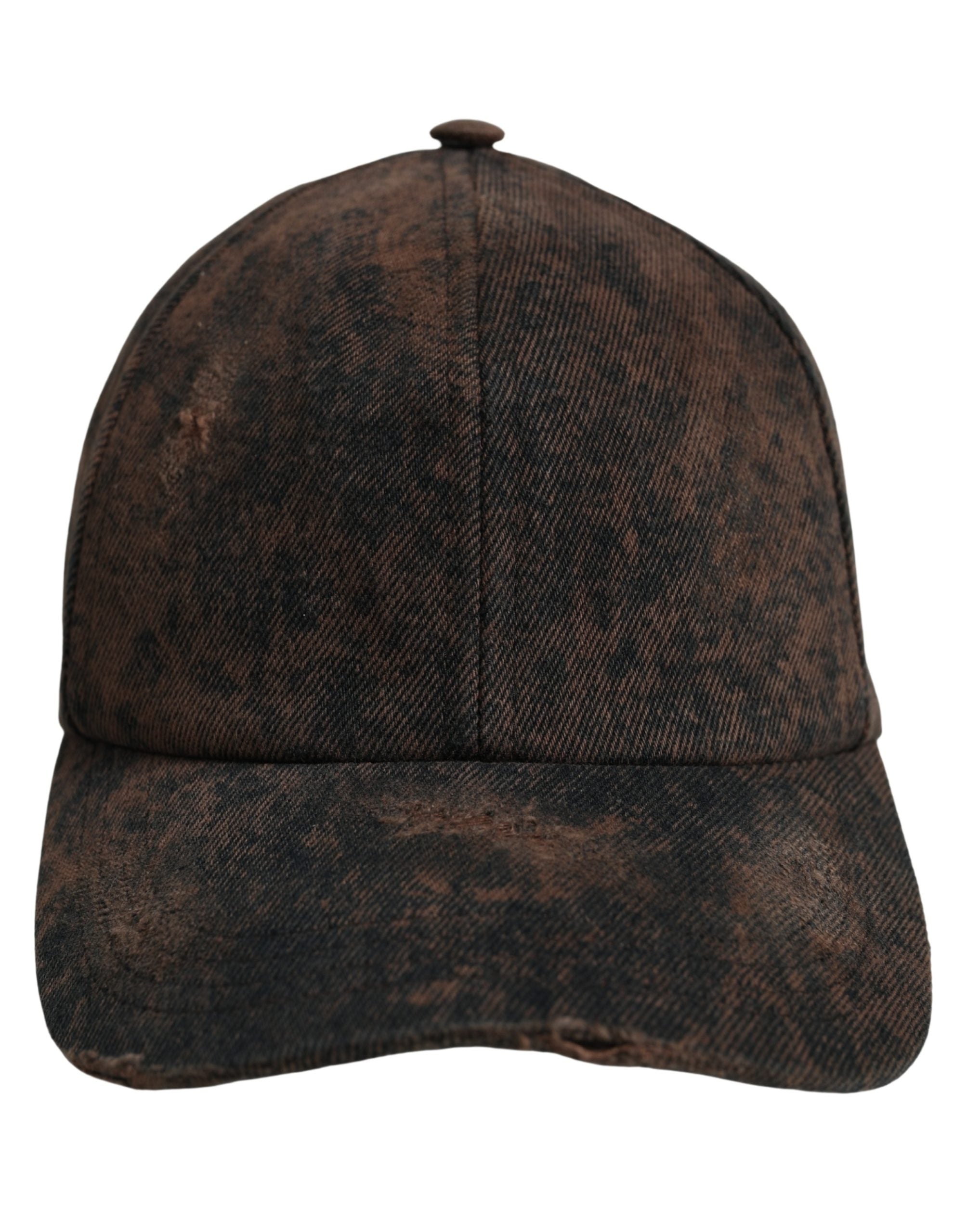 Dolce & Gabbana Men Brown Cotton Distressed Baseball Cap Hat