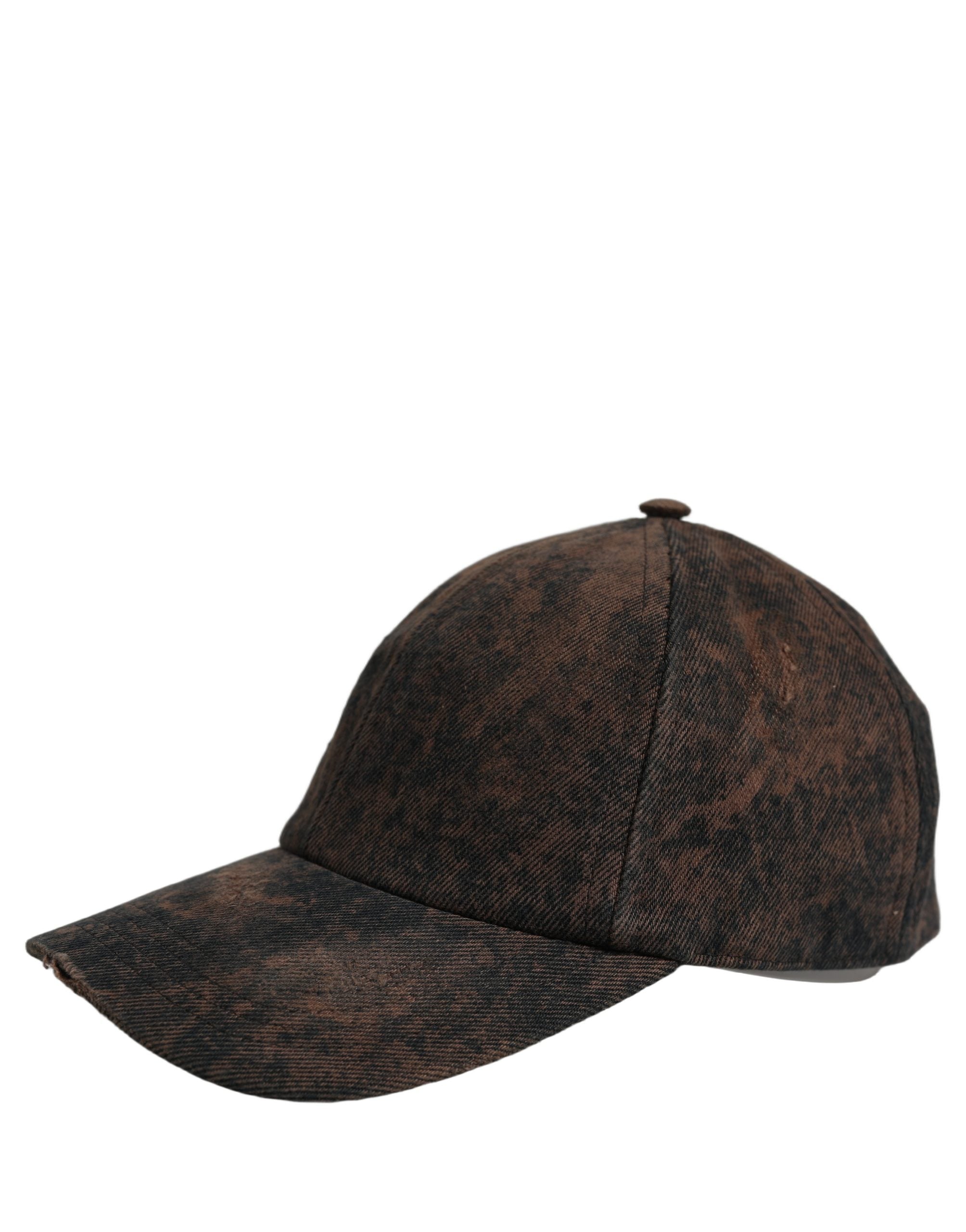 Dolce & Gabbana Men Brown Cotton Distressed Baseball Cap Hat