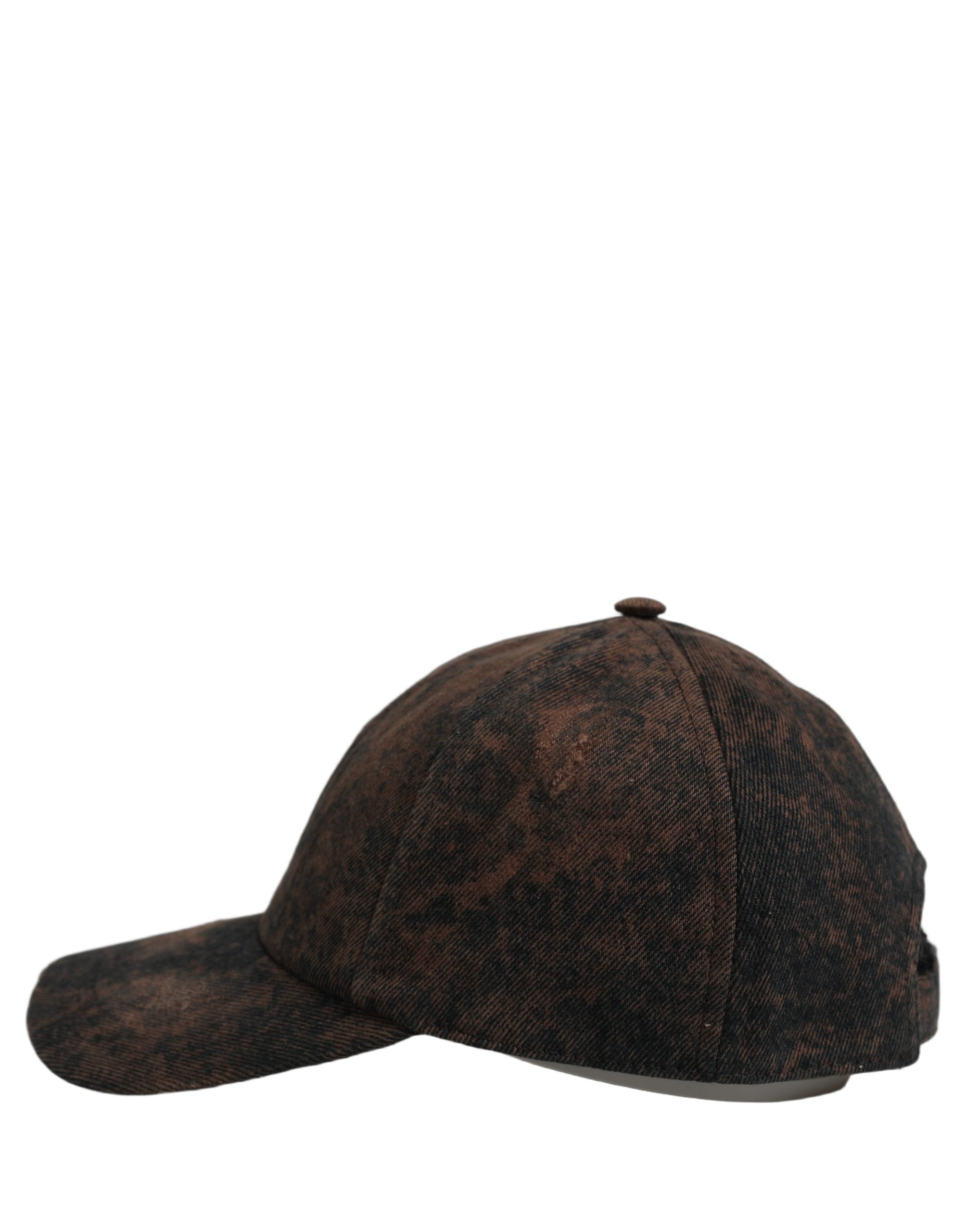 Dolce & Gabbana Men Brown Cotton Distressed Baseball Cap Hat