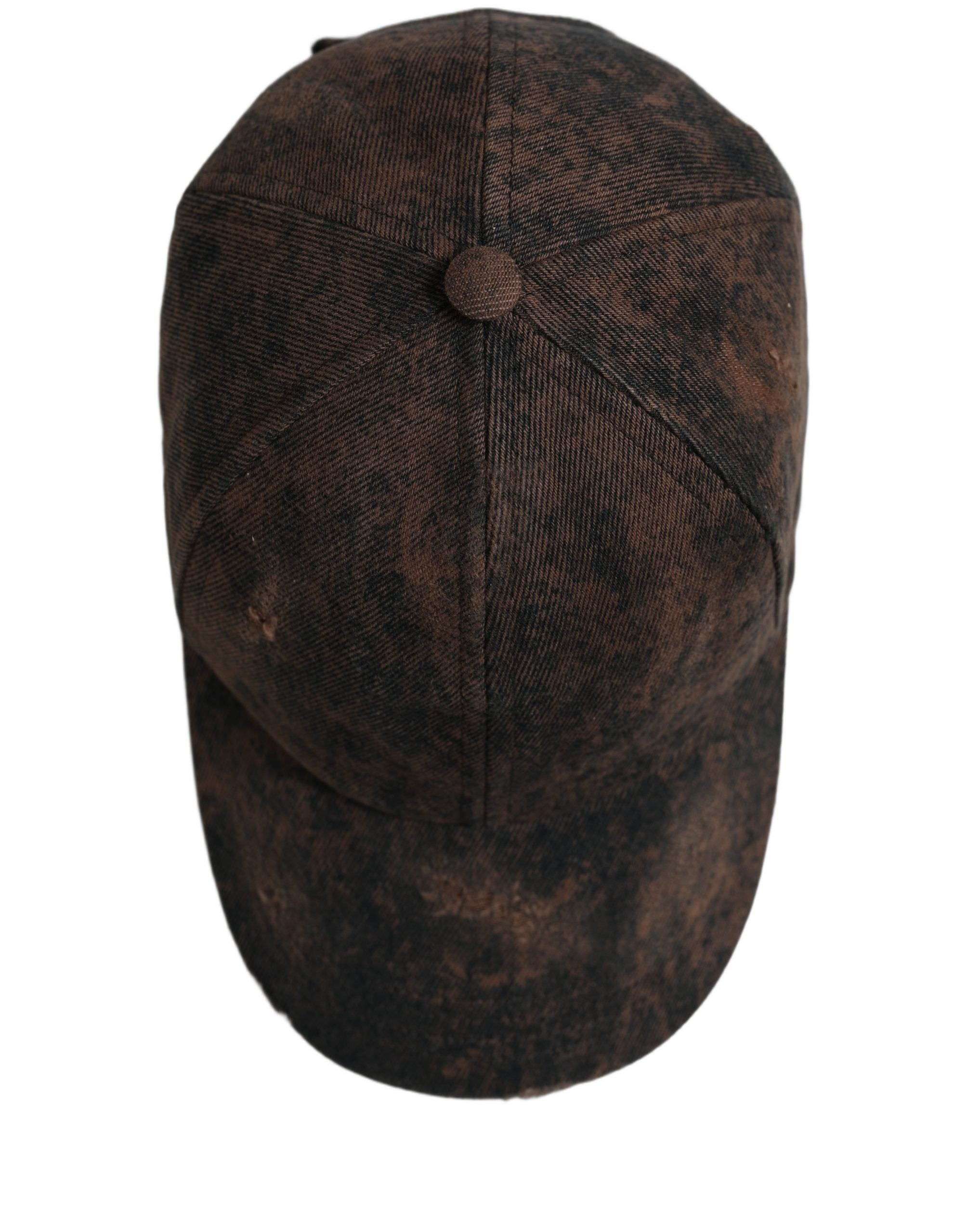 Dolce & Gabbana Men Brown Cotton Distressed Baseball Cap Hat