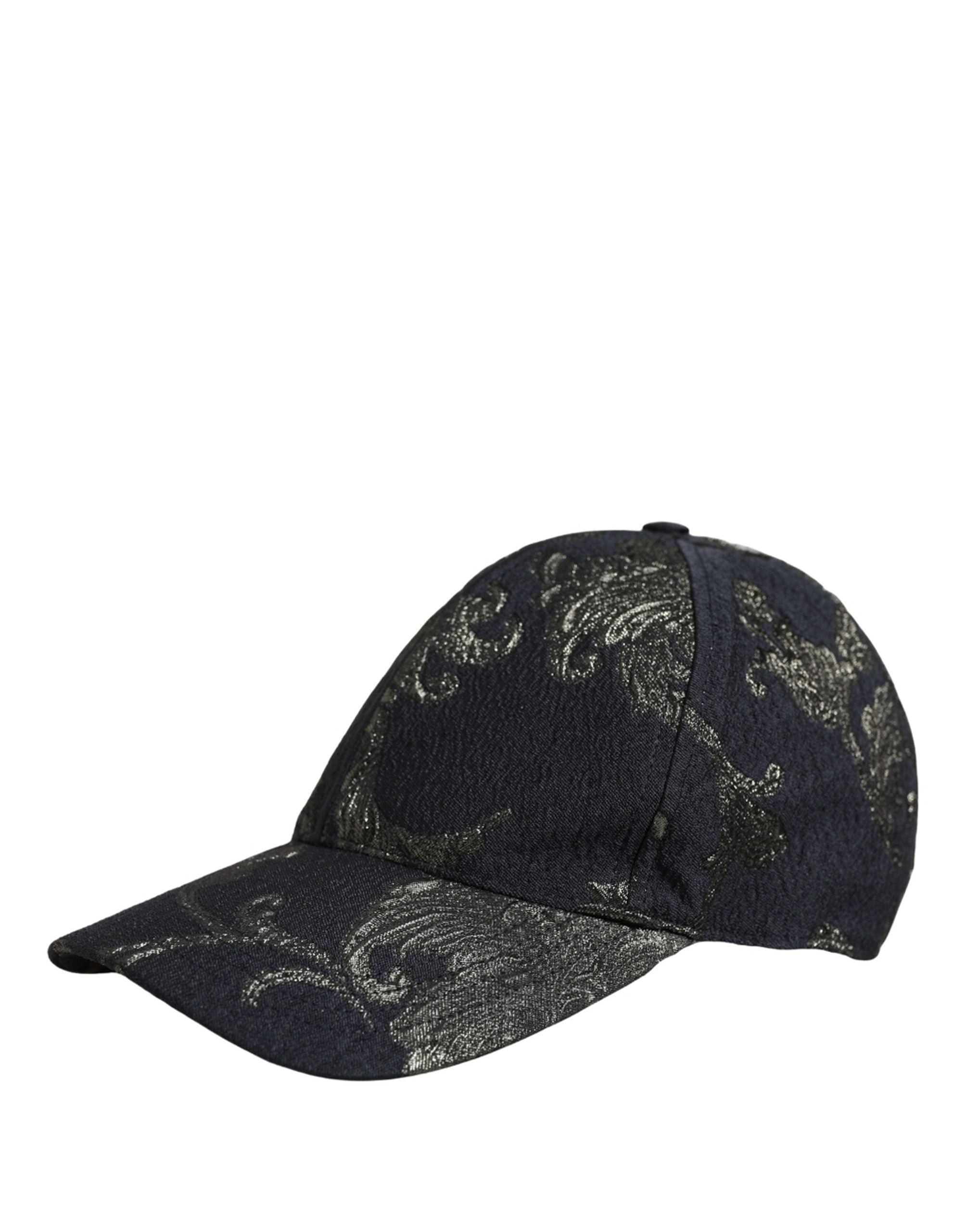 Dolce & Gabbana Men Black Floral Barocco Cotton Baseball Cap Hat