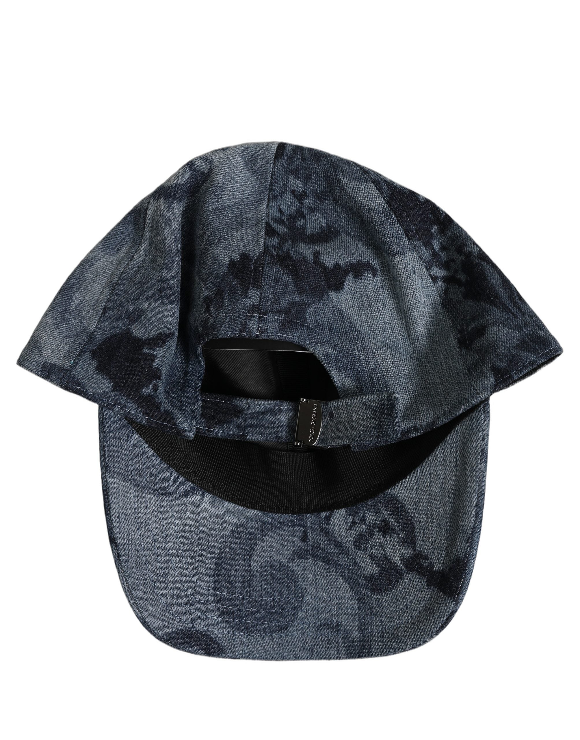 Dolce & Gabbana Men Blue All Over Logo Cotton Baseball Cap Hat