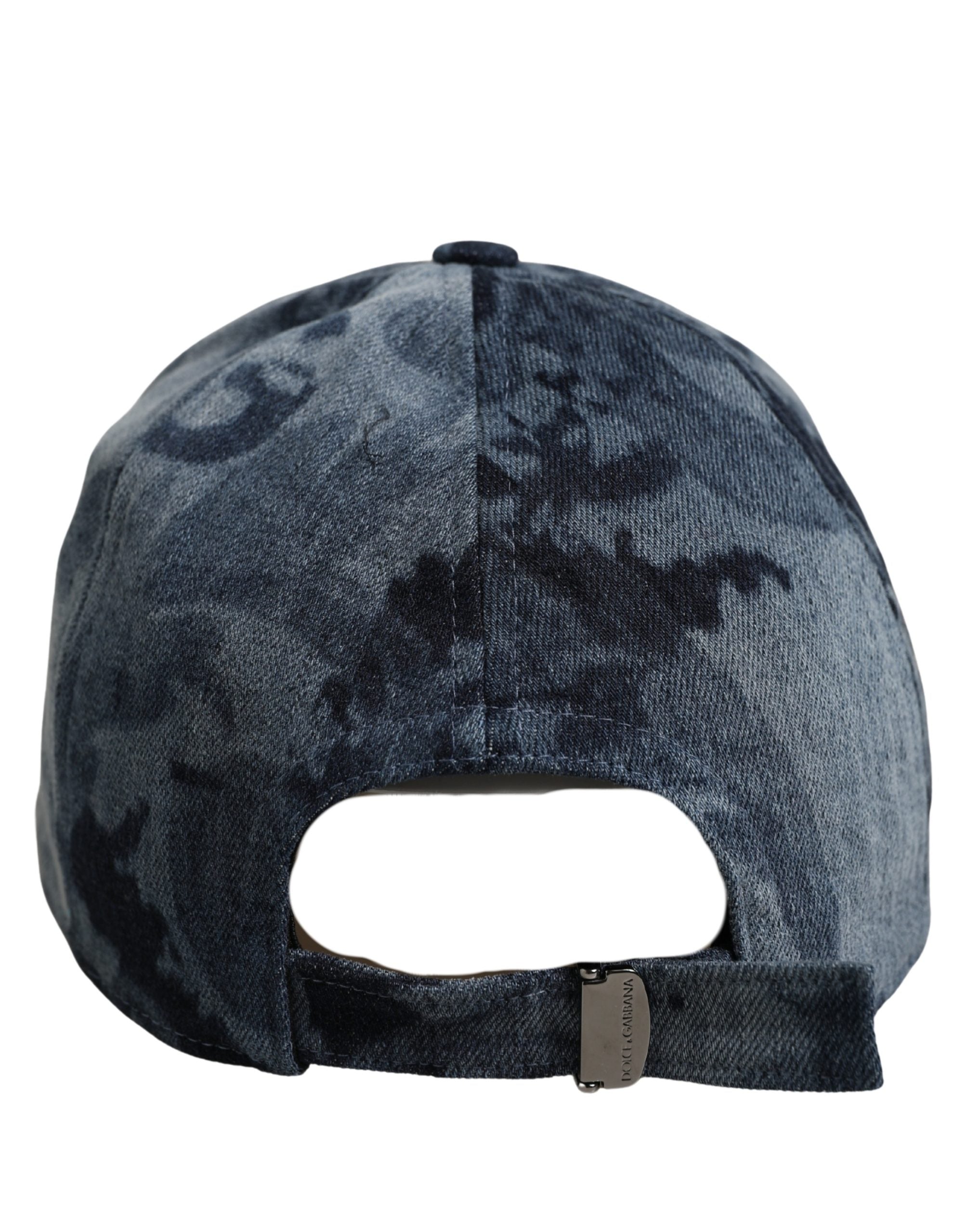 Dolce & Gabbana Men Blue All Over Logo Cotton Baseball Cap Hat