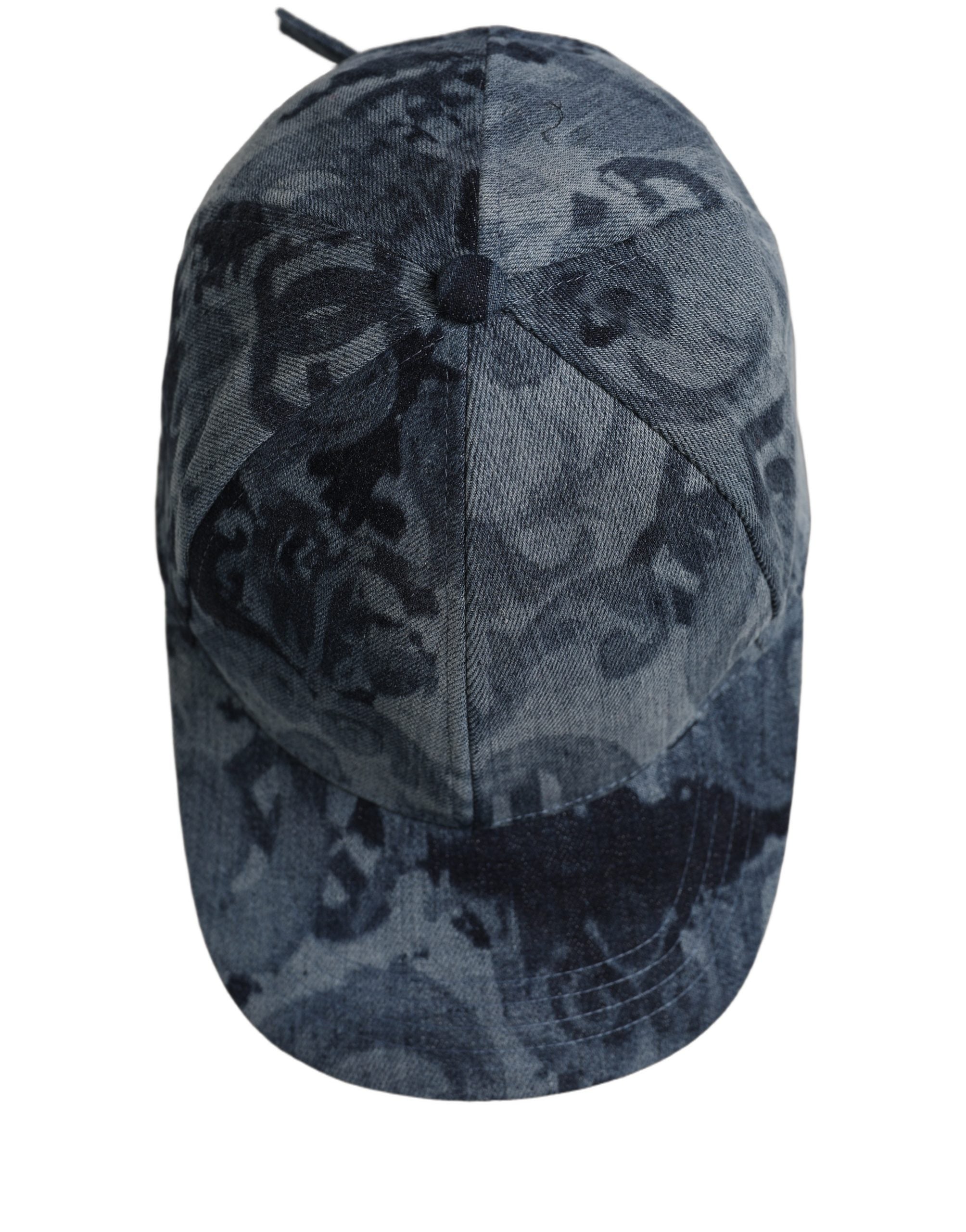 Dolce & Gabbana Men Blue All Over Logo Cotton Baseball Cap Hat