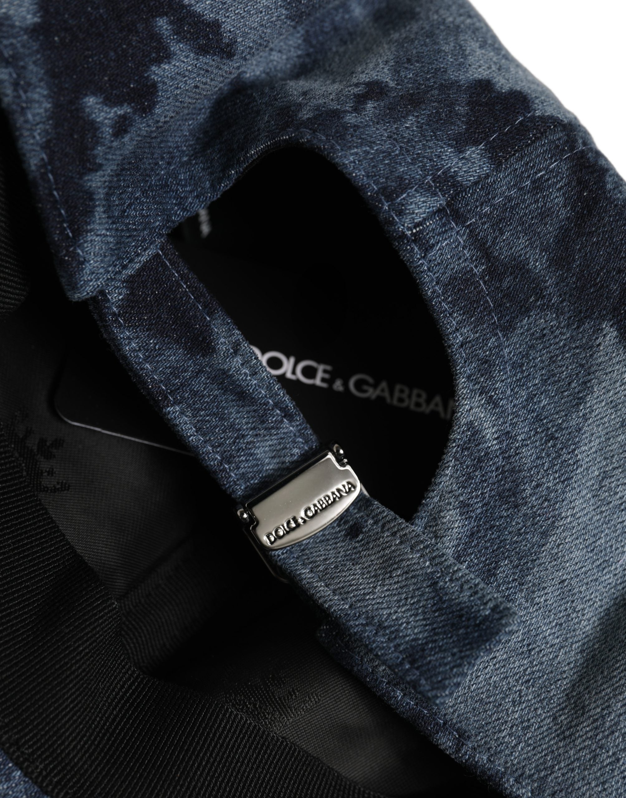 Dolce & Gabbana Men Blue All Over Logo Cotton Baseball Cap Hat