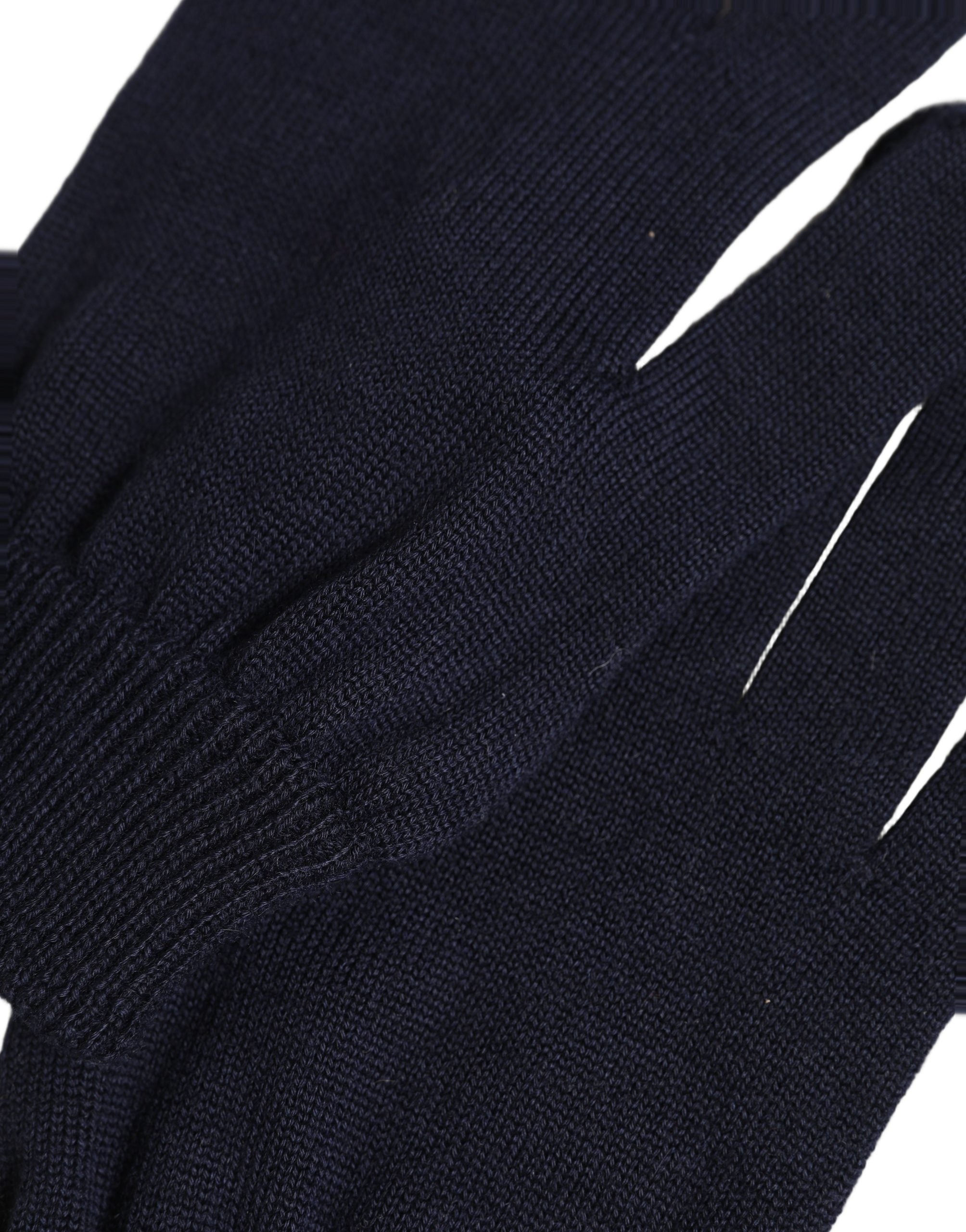 Dolce & Gabbana Men Dark Blue Cashmere Knitted Winter Gloves