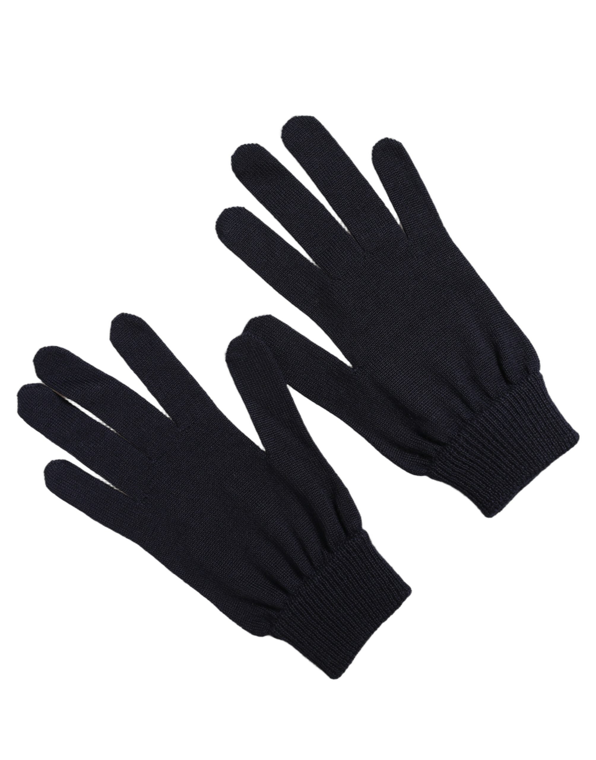 Dolce & Gabbana Men Dark Blue Cashmere Knitted Winter Gloves