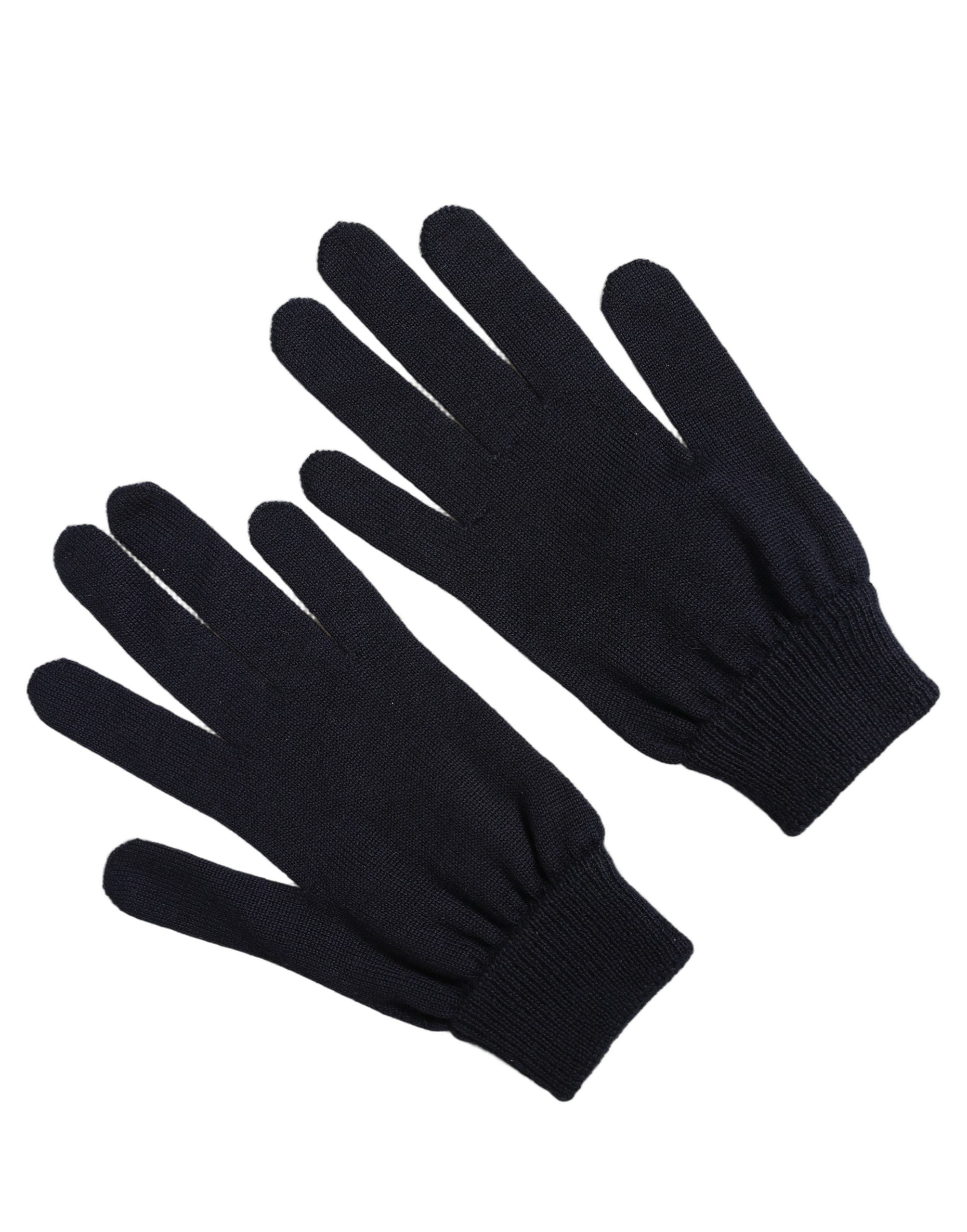 Dolce & Gabbana Men Dark Blue Cashmere Knitted Winter Gloves