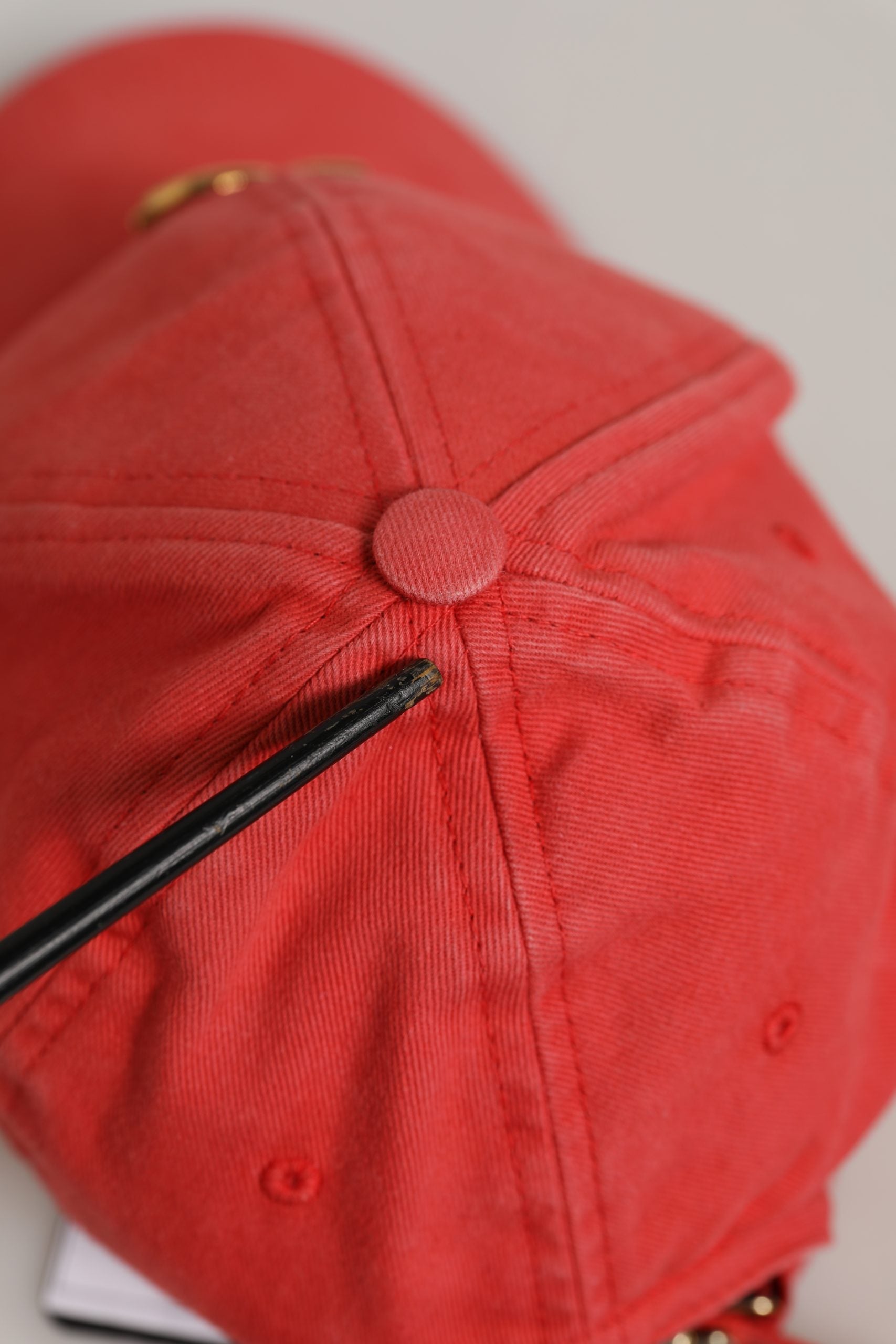 Dolce & Gabbana Men Red Cotton DG Logo Plaque Baseball Cap Hat