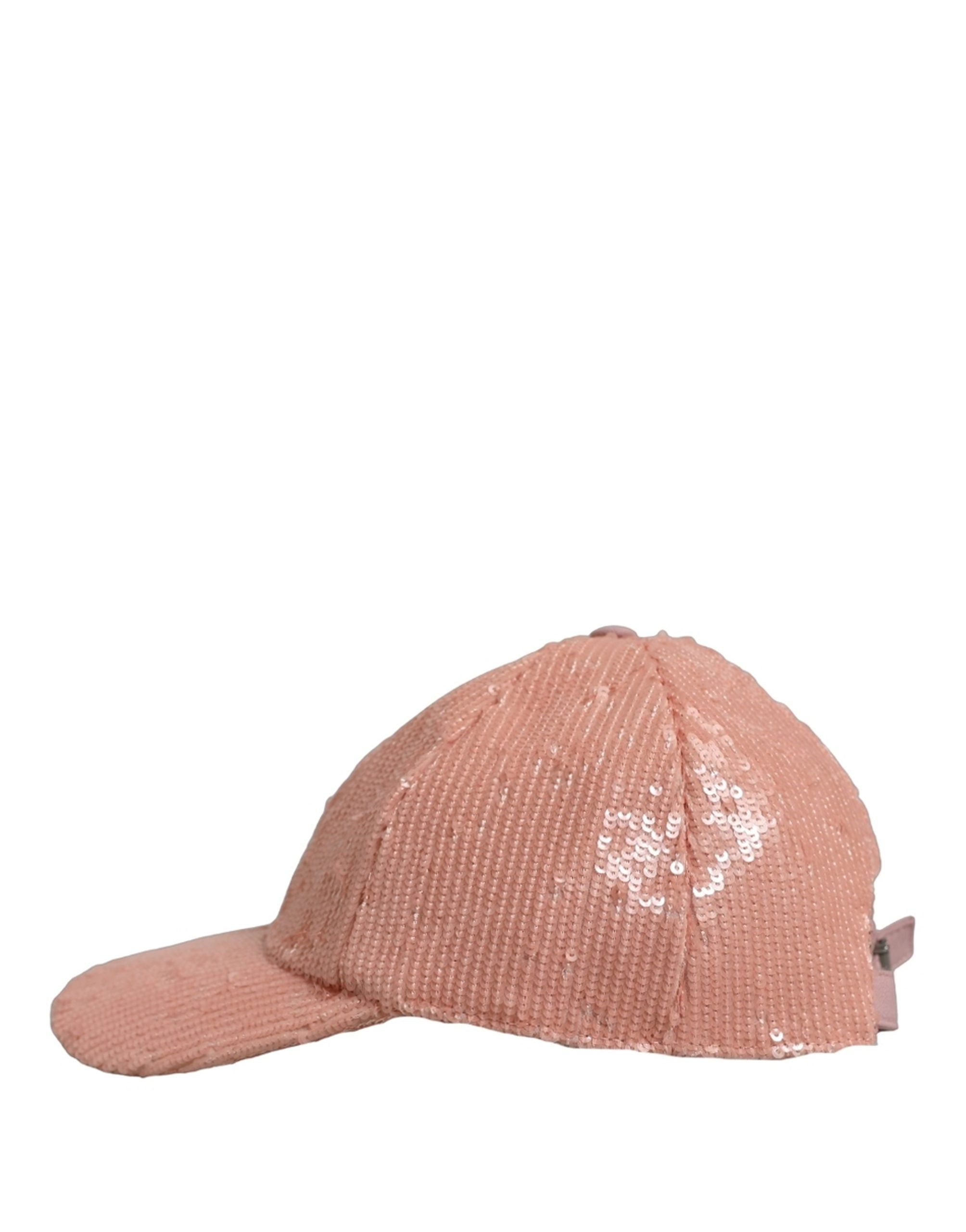 Dolce & Gabbana Men Pink Cotton Sequin Baseball Cap 6 Panels Hat
