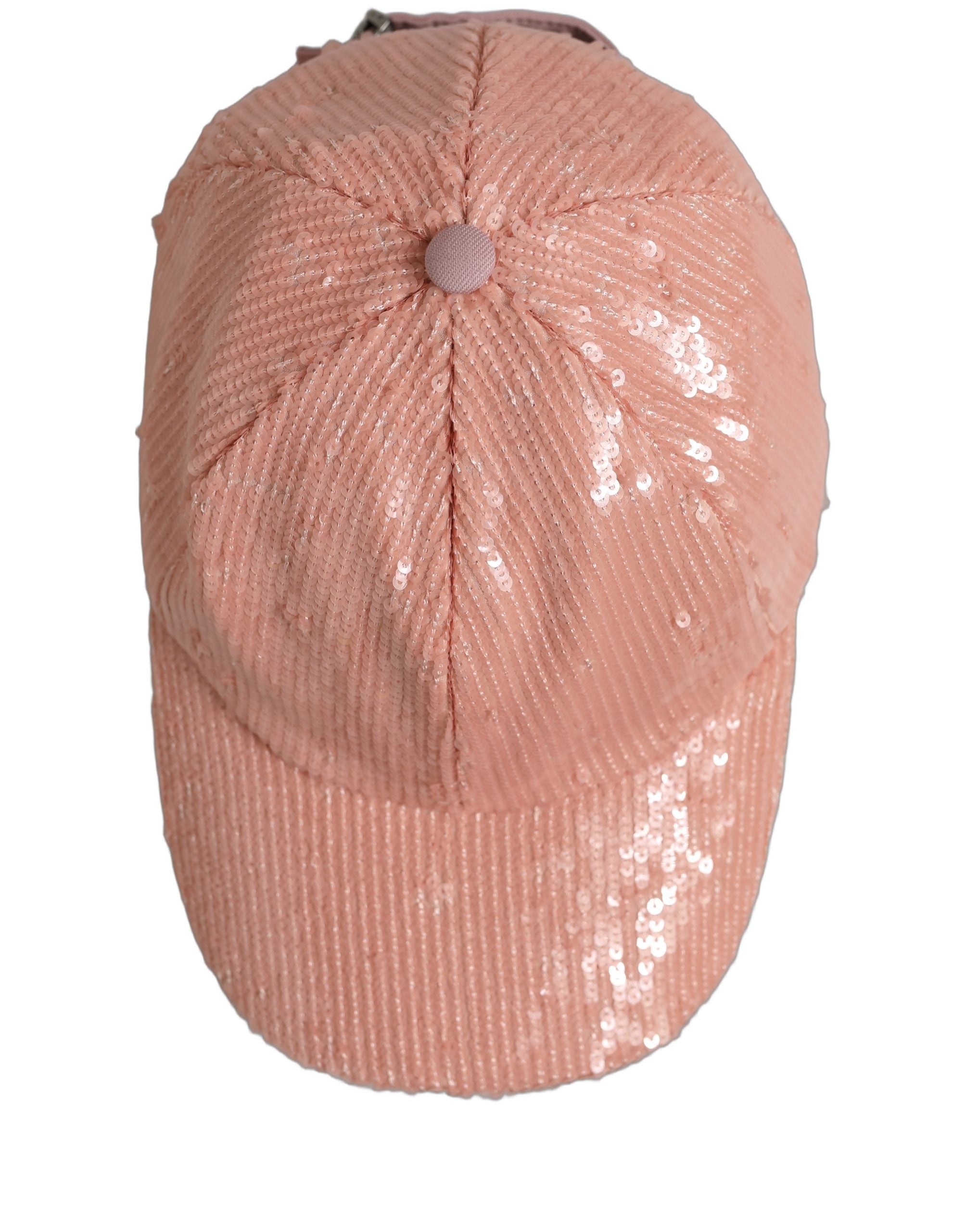 Dolce & Gabbana Men Pink Cotton Sequin Baseball Cap 6 Panels Hat
