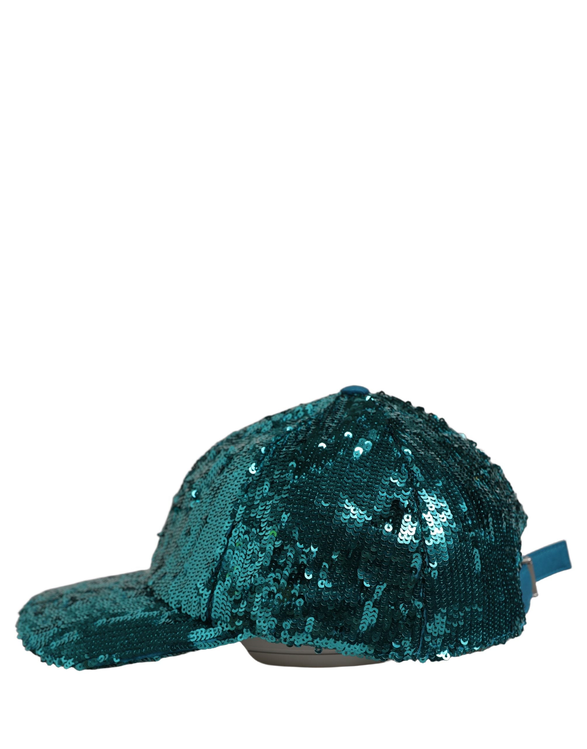 Dolce & Gabbana Men Green Cotton Sequin Baseball Cap 6 Panels Hat