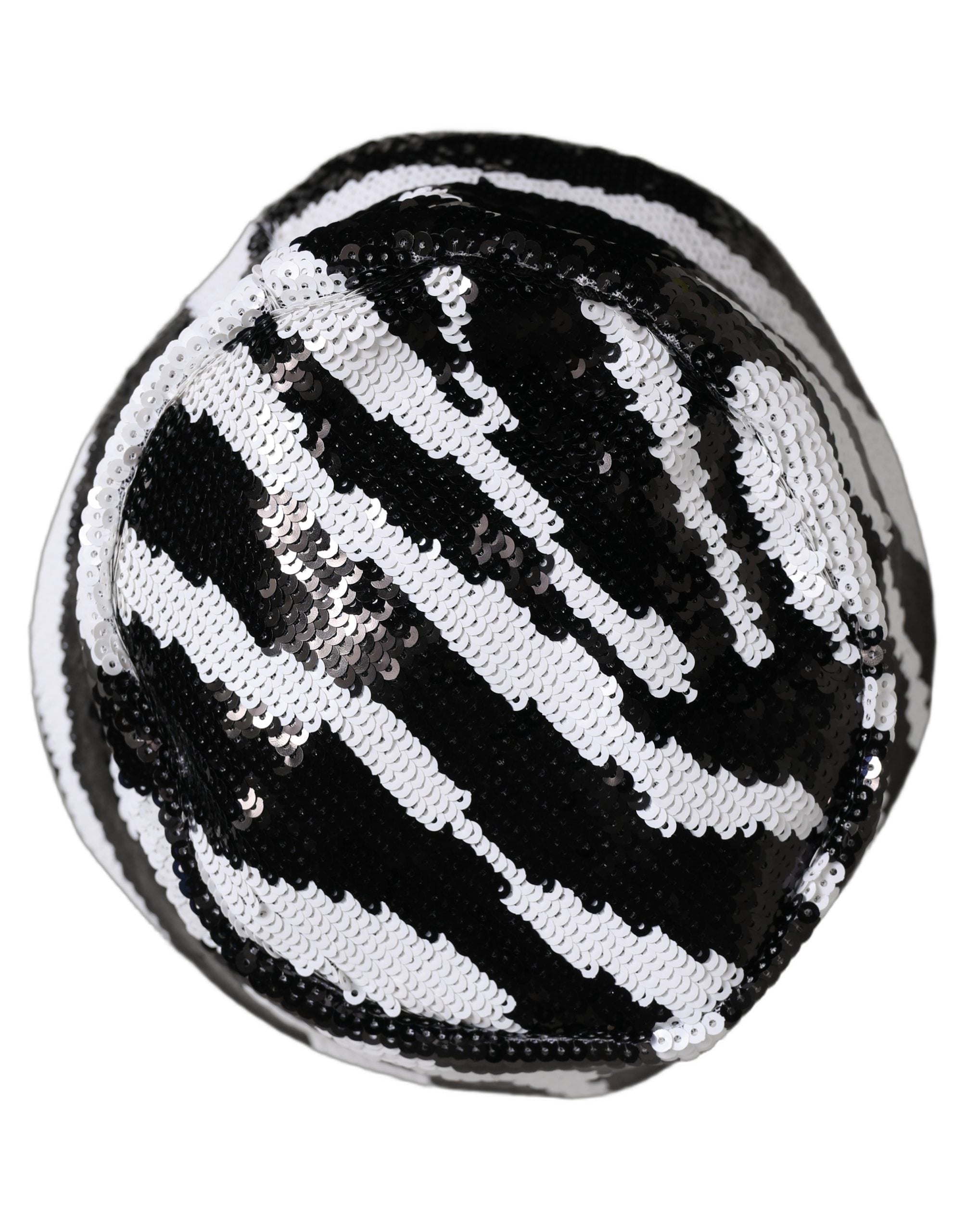 Dolce & Gabbana Men Black White Zebra Sequin Bucket Cap Hat