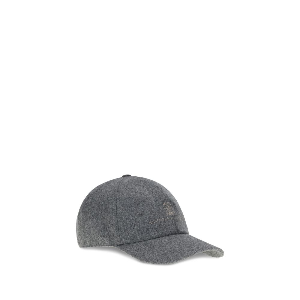 Brunello Cucinelli Gray Wool Oves Aries Cap (Baseball Hat)