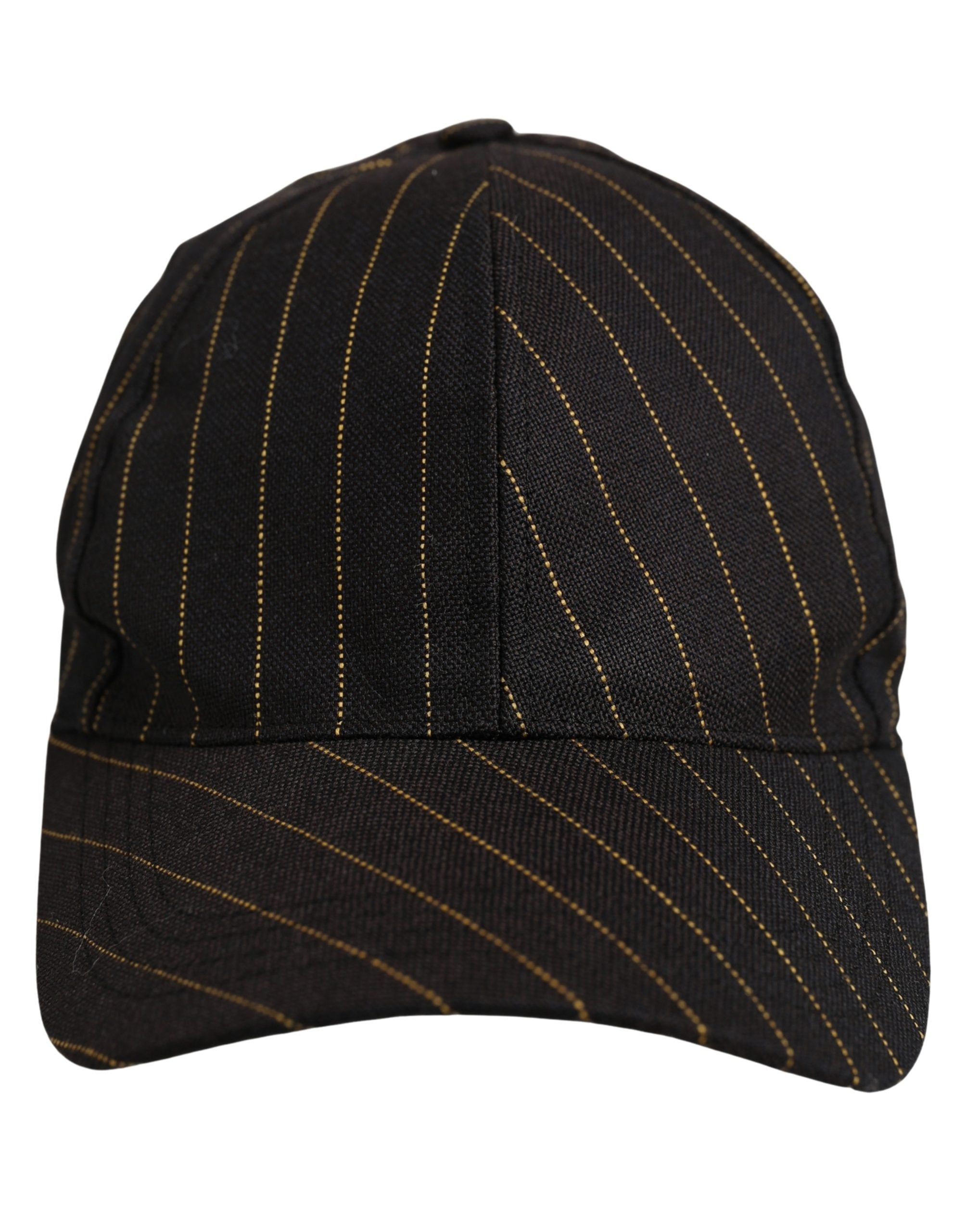 Dolce & Gabbana Black Gold Pinstriped Cotton Baseball Cap Hat