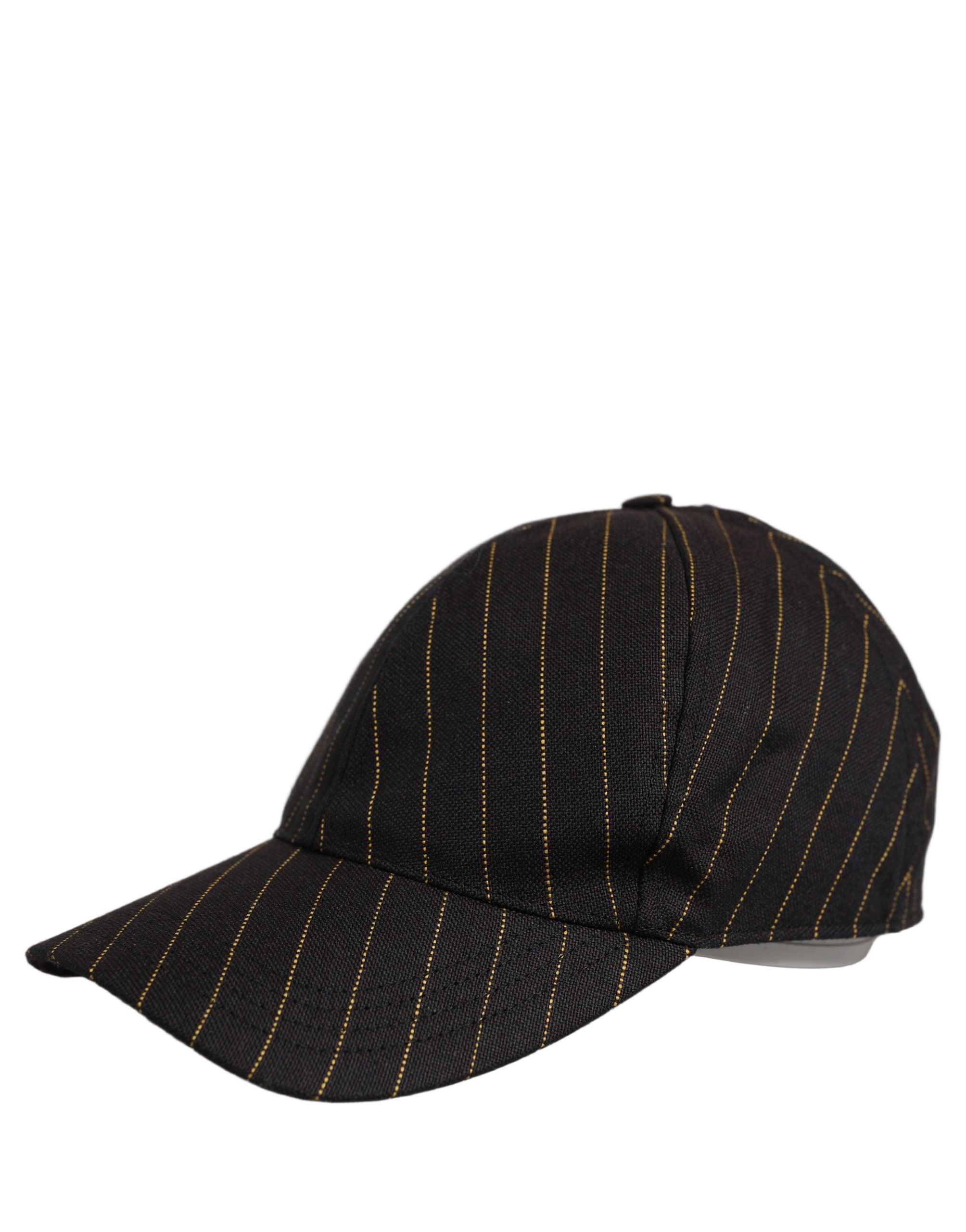 Dolce & Gabbana Black Gold Pinstriped Cotton Baseball Cap Hat