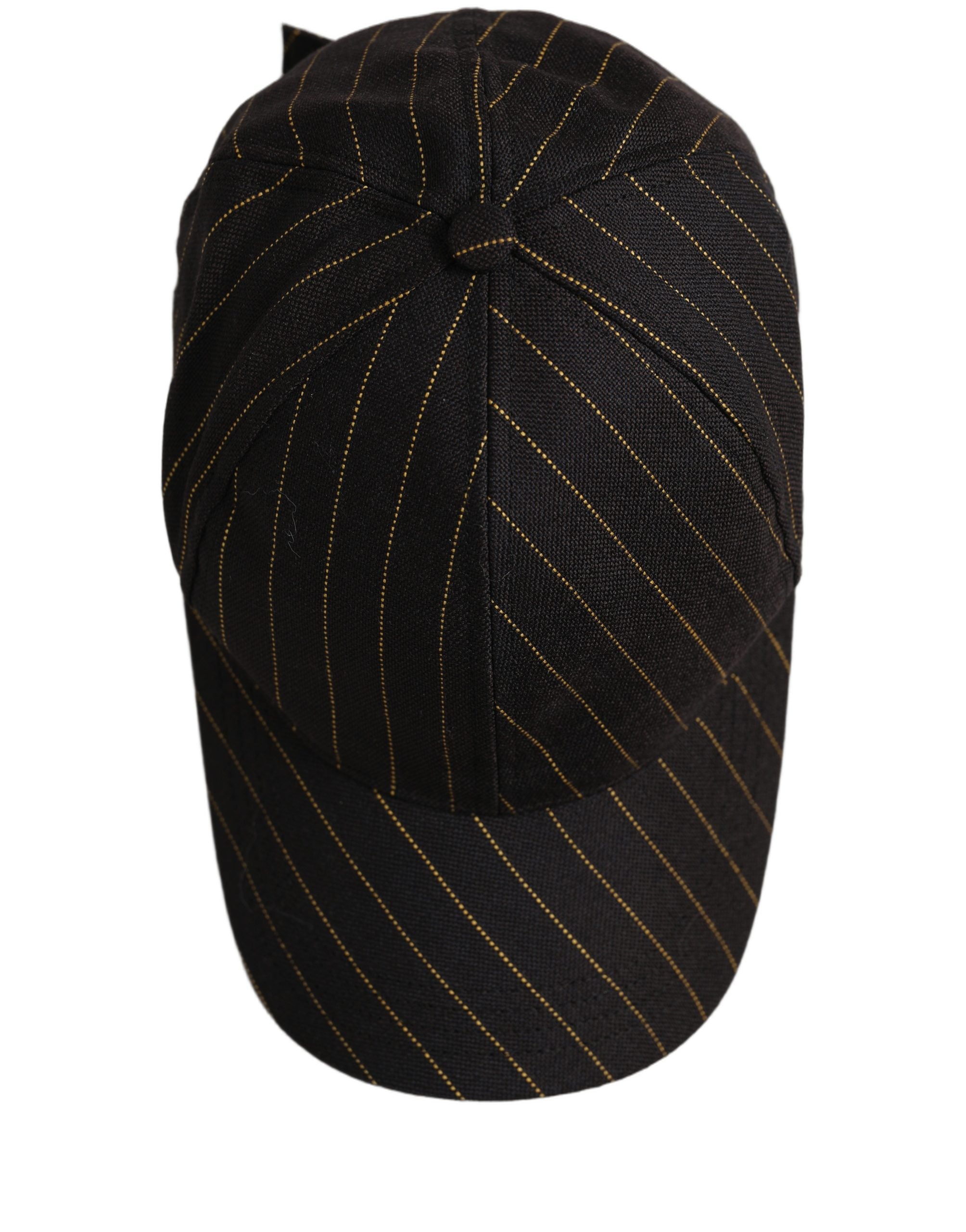 Dolce & Gabbana Black Gold Pinstriped Cotton Baseball Cap Hat