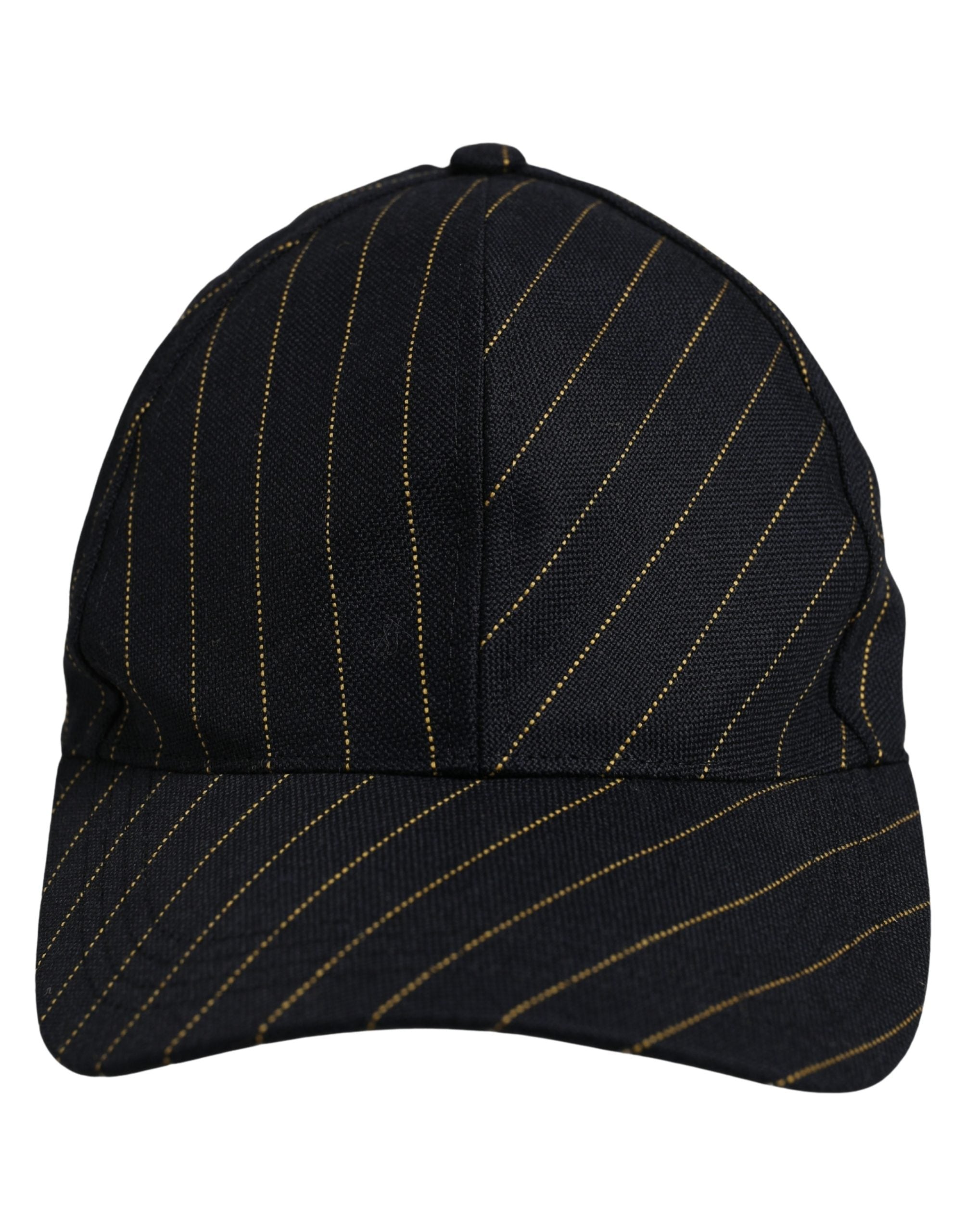 Dolce & Gabbana Black Gold Pinstriped Cotton Baseball Cap Hat