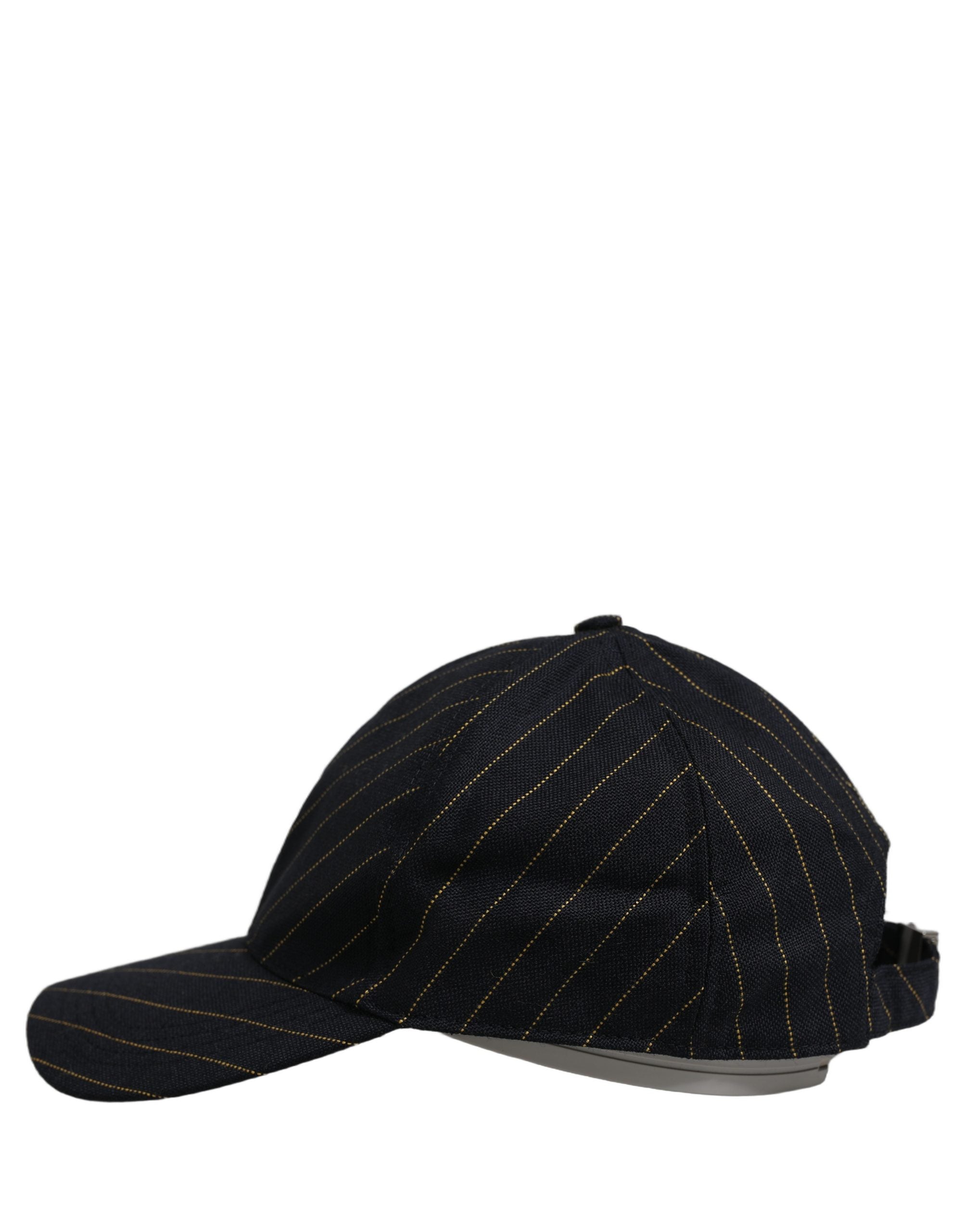 Dolce & Gabbana Black Gold Pinstriped Cotton Baseball Cap Hat