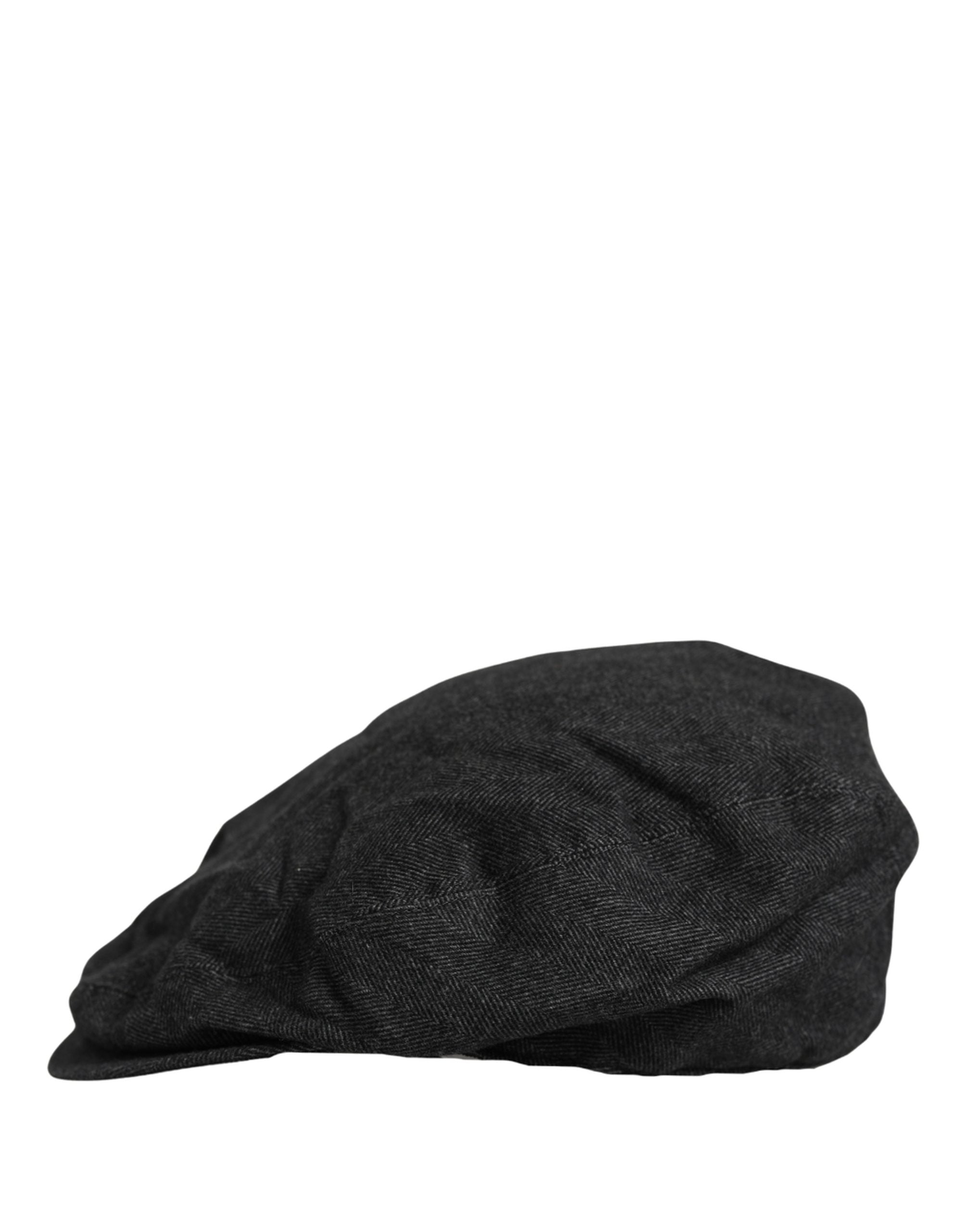 Dolce & Gabbana Men Black Cotton Flat Cloth Newsboy Cap Hat