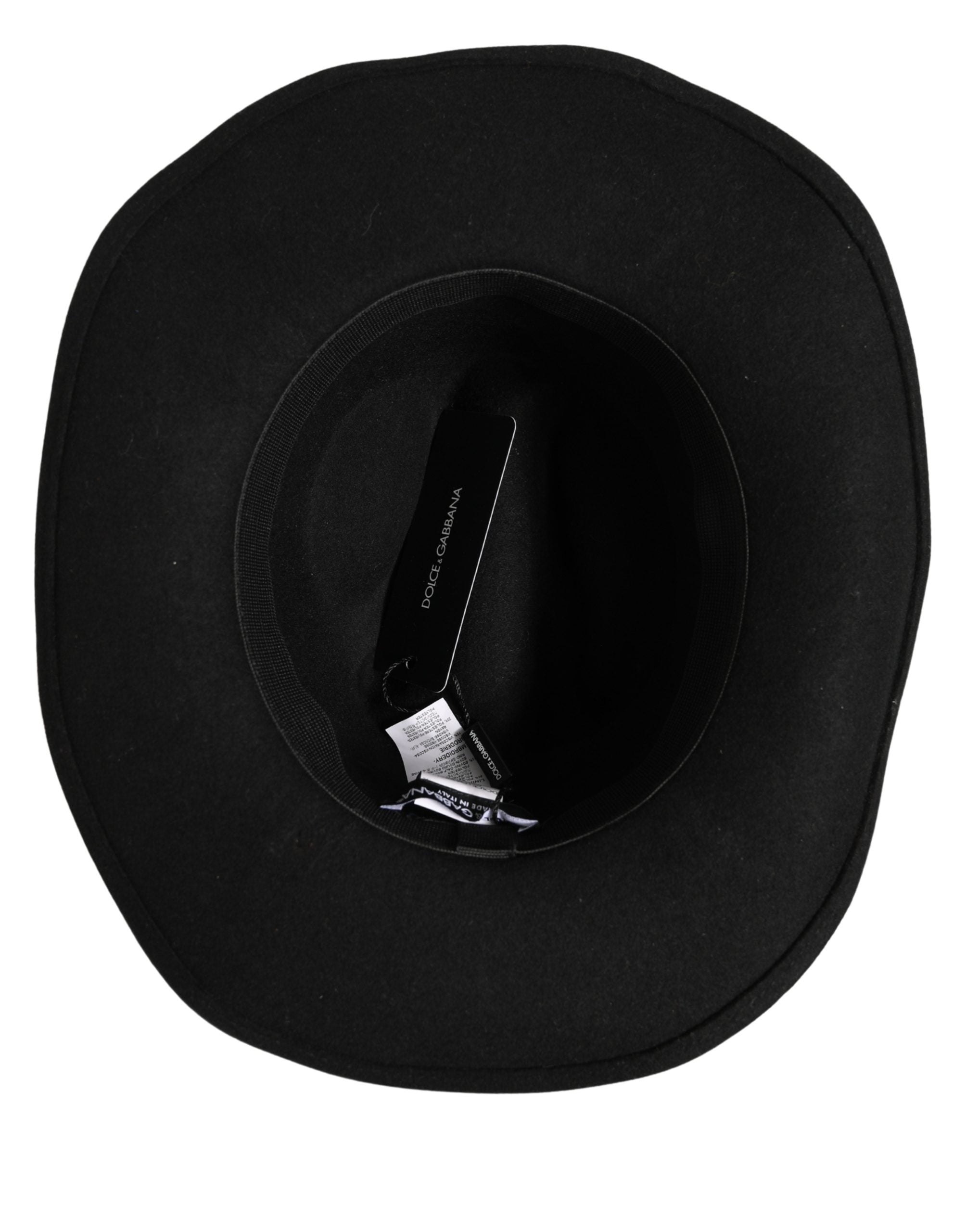 Dolce & Gabbana Men Black Classic Wide Brim Fedora Capello Hat