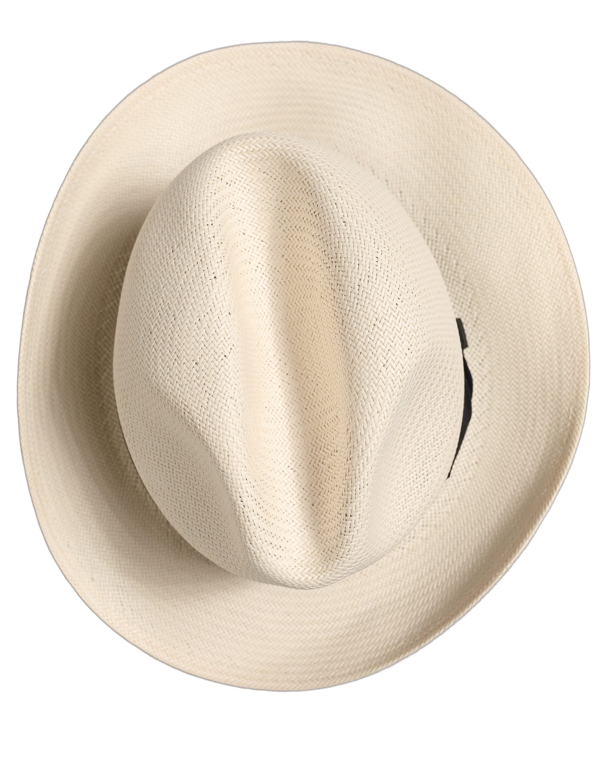 Dolce & Gabbana Men White Paper Straw Fedora Panama Capello Hat