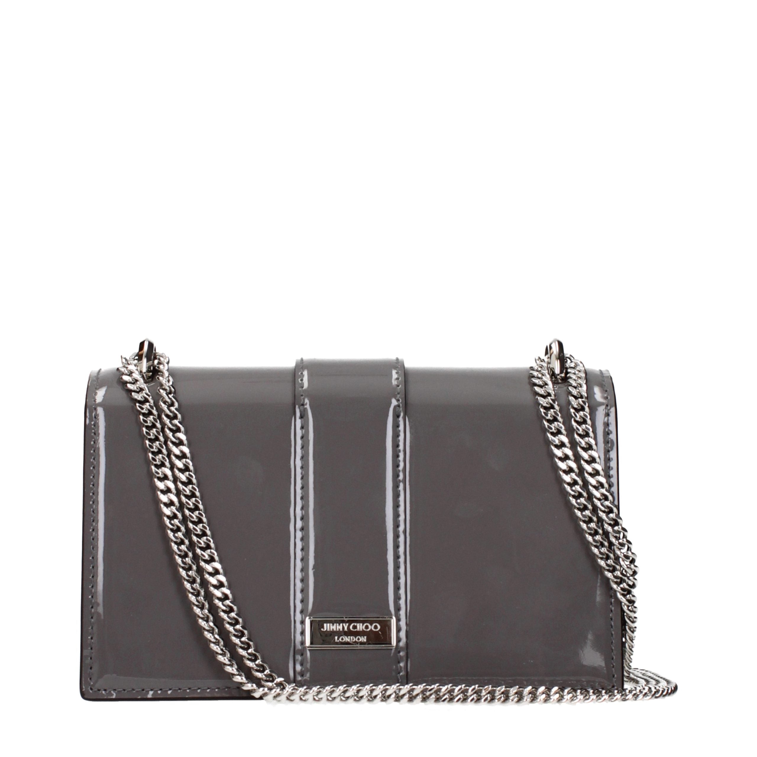 Jimmy Choo Gray Leather Shoulder Bag