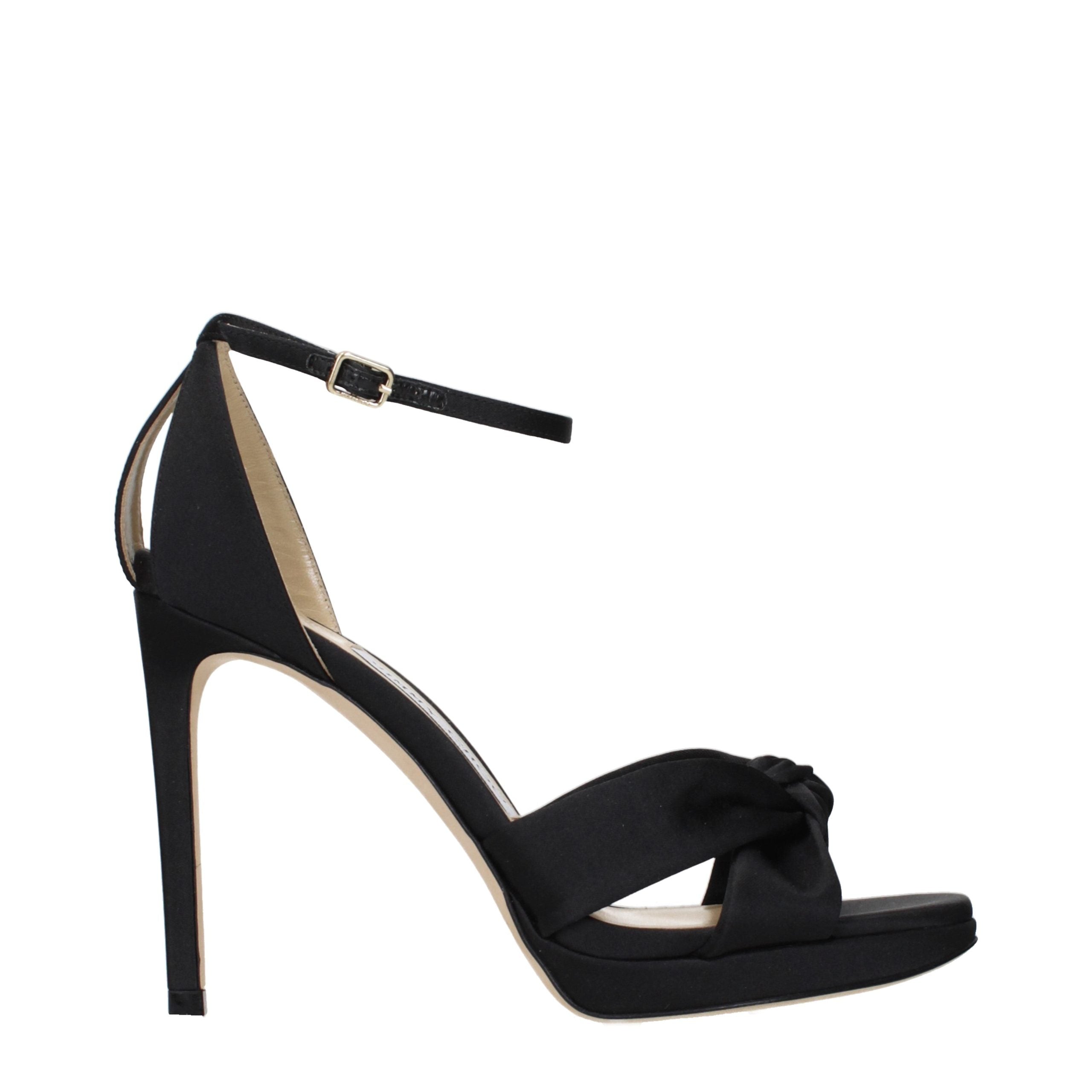 Jimmy Choo Black Satin Platform Sandals