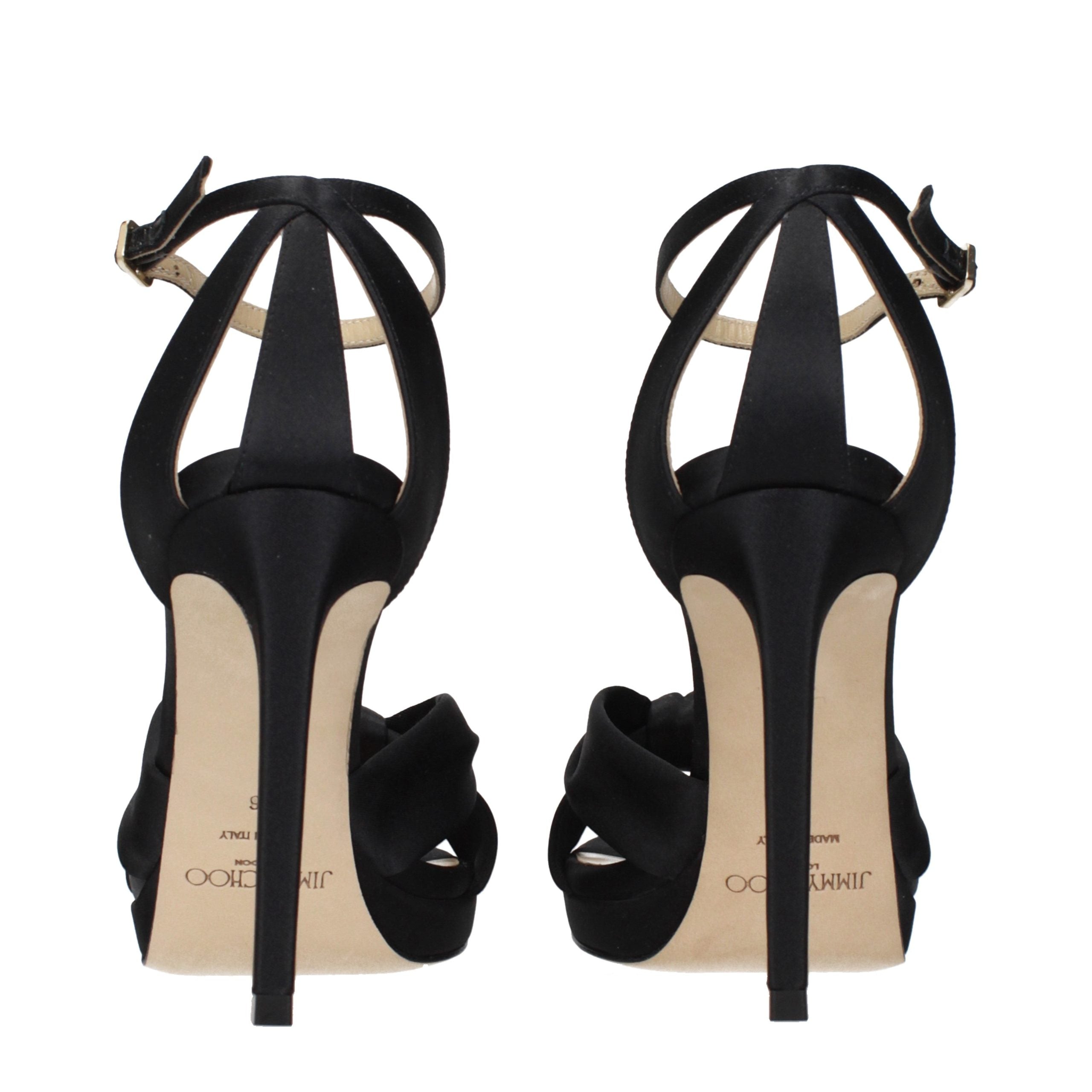 Jimmy Choo Black Satin Platform Sandals