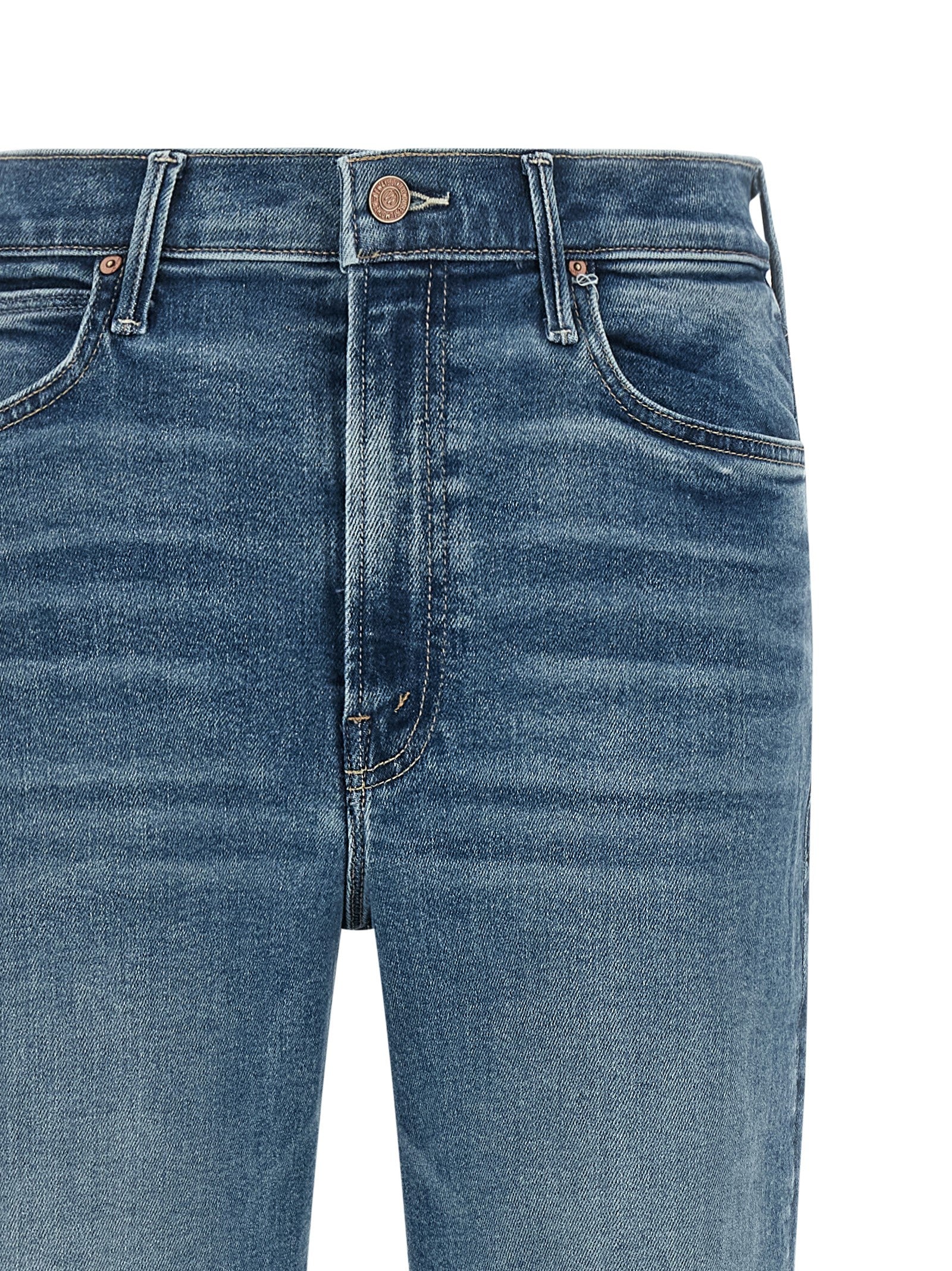 Mother Denim Blue Cotton Flared Jeans