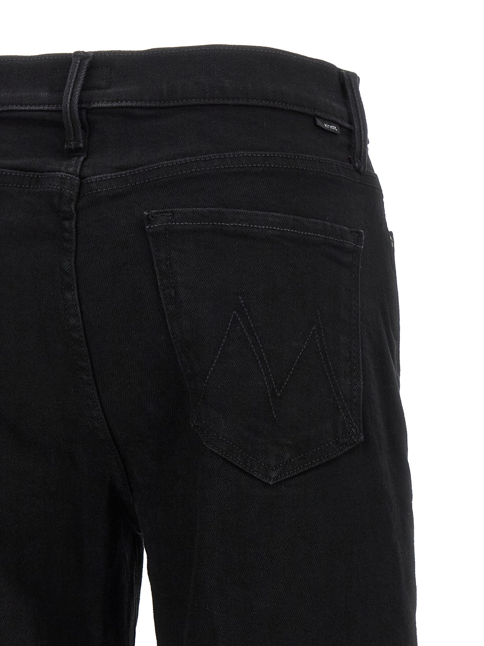 Mother Denim Black Cotton Flared Jeans
