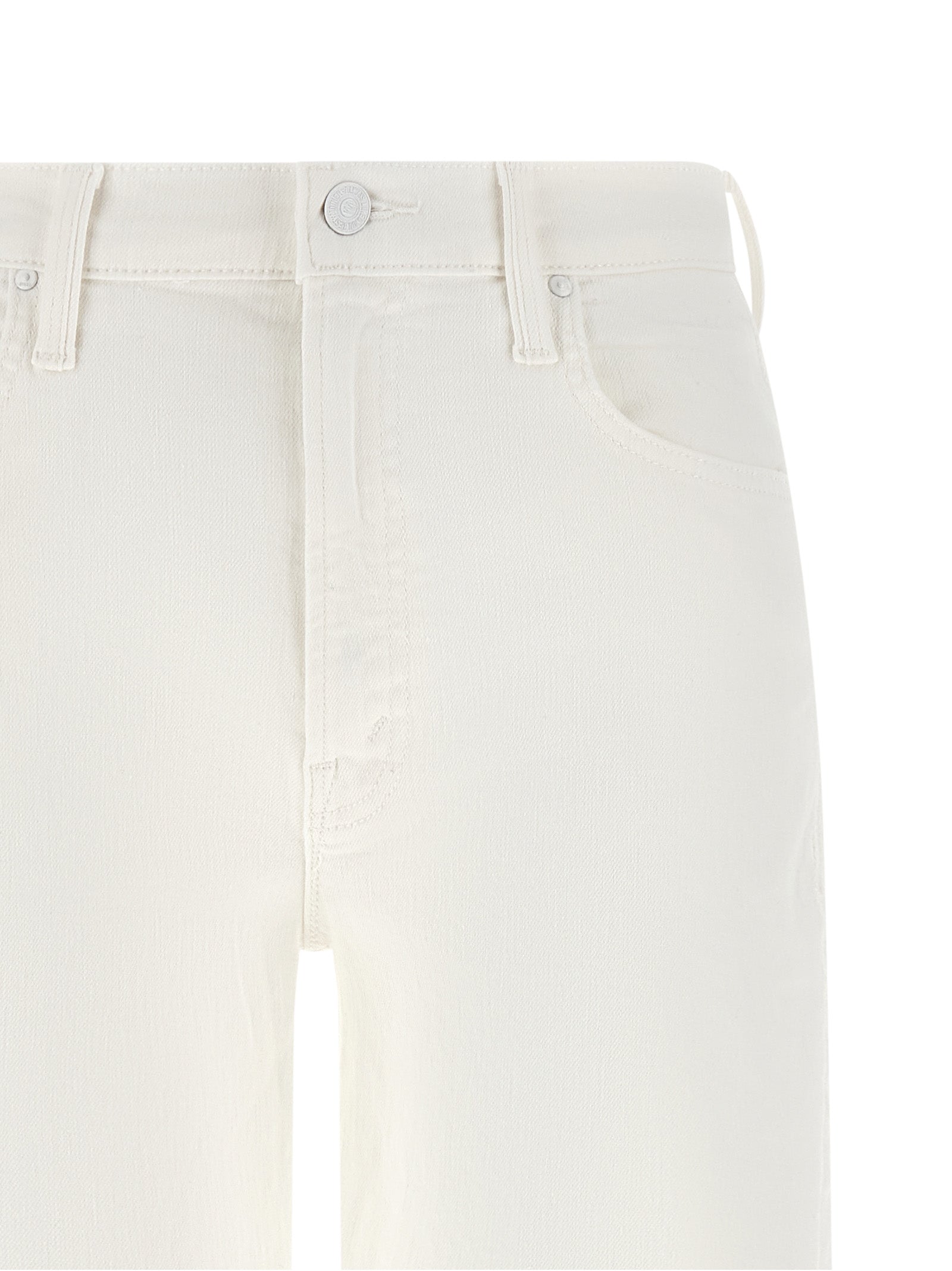 Mother Denim White Cotton Straight-Leg Jeans