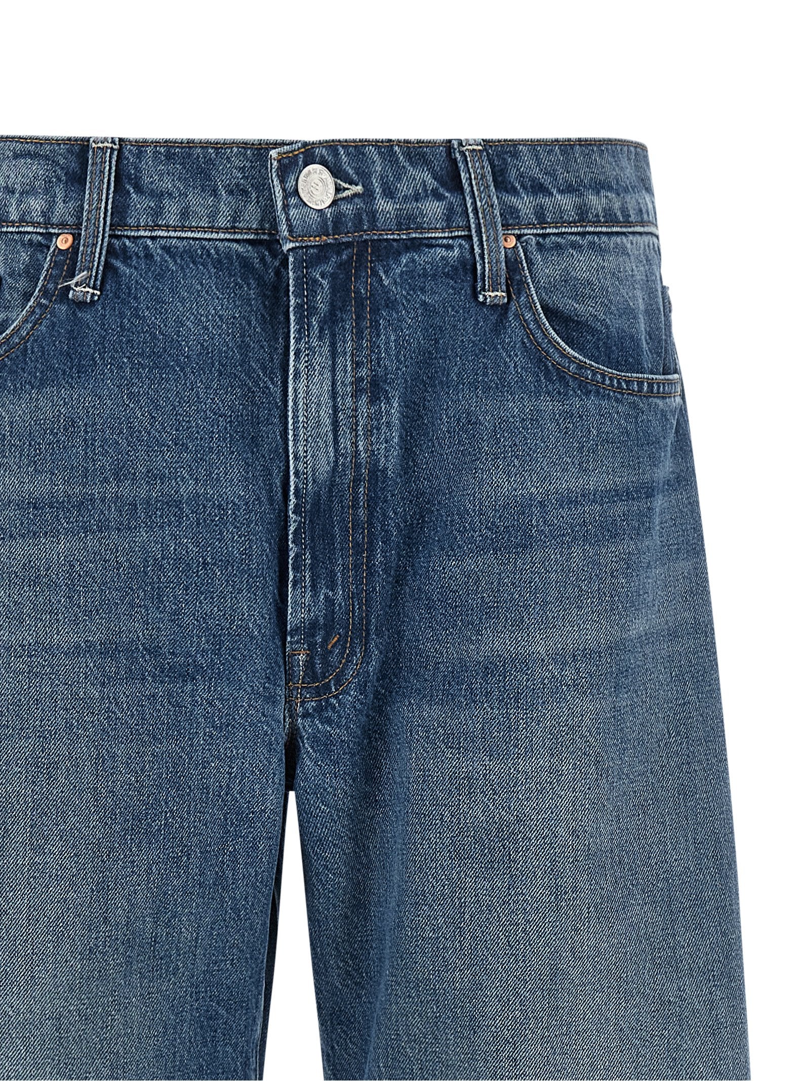 Mother Denim Blue Cotton Relaxed Fit Jeans