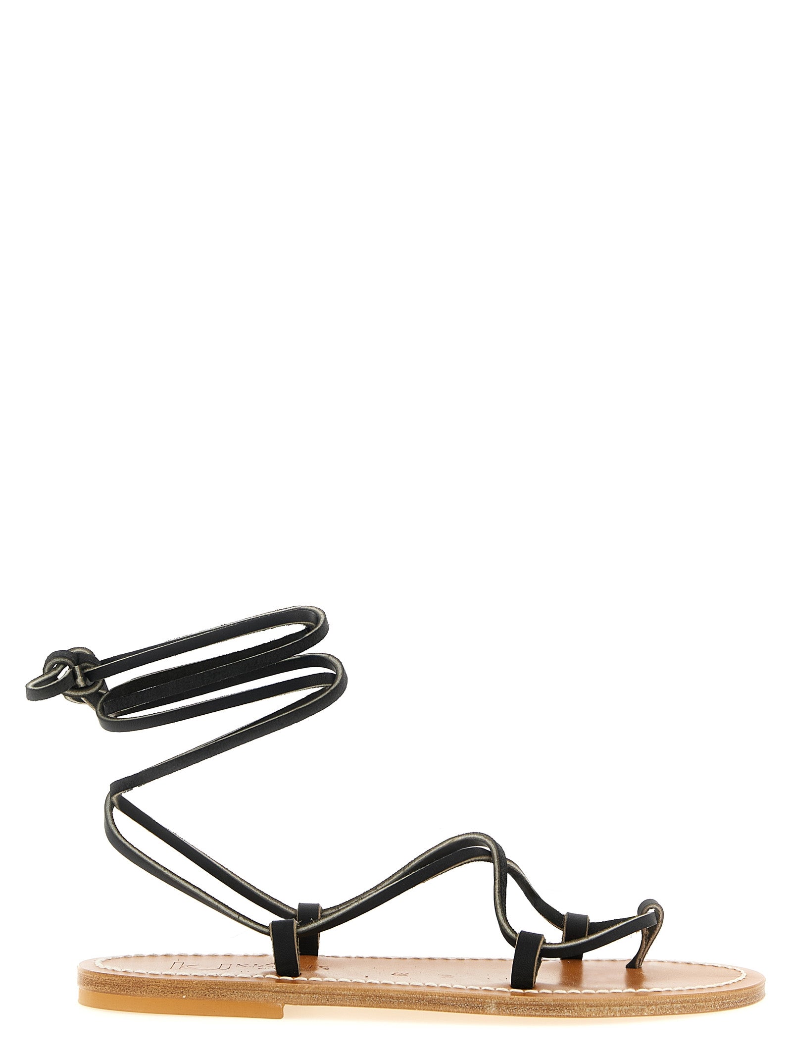 K.JACQUES SAINT TROPEZ Black Cowhide Flat Sandals