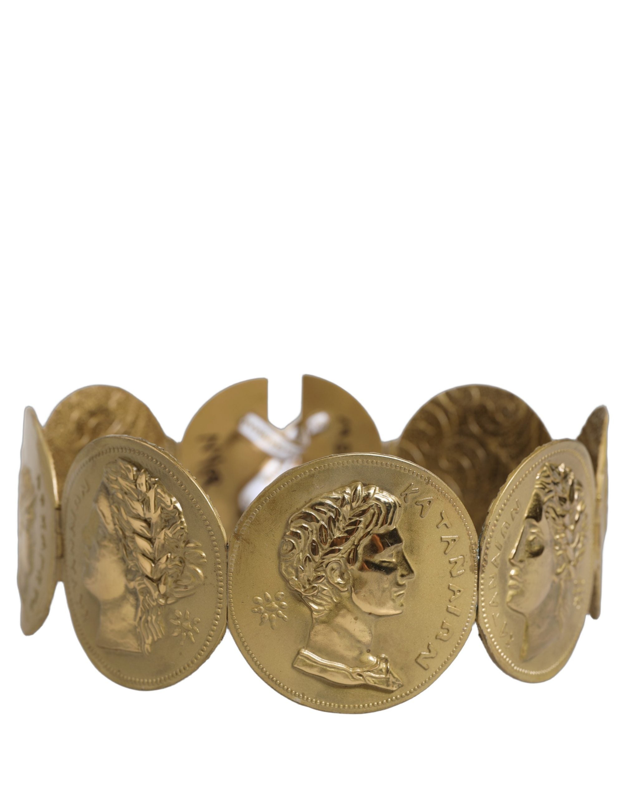 Dolce & Gabbana Gold Tone Brass Coin Metal Waist Cintura Belt