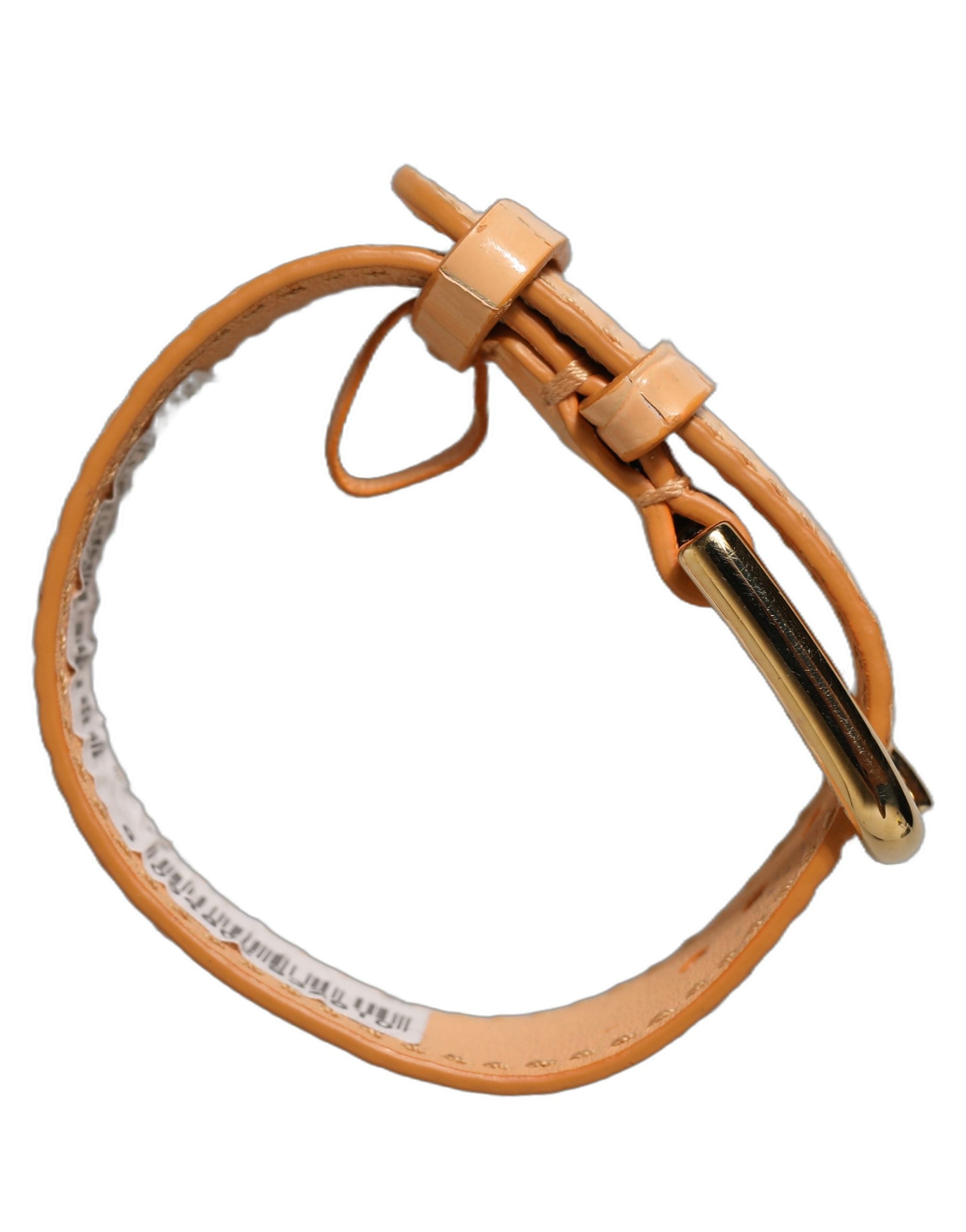 Dolce & Gabbana Beige Embossed Leather Gold Buckle Belt Strap Bracelet