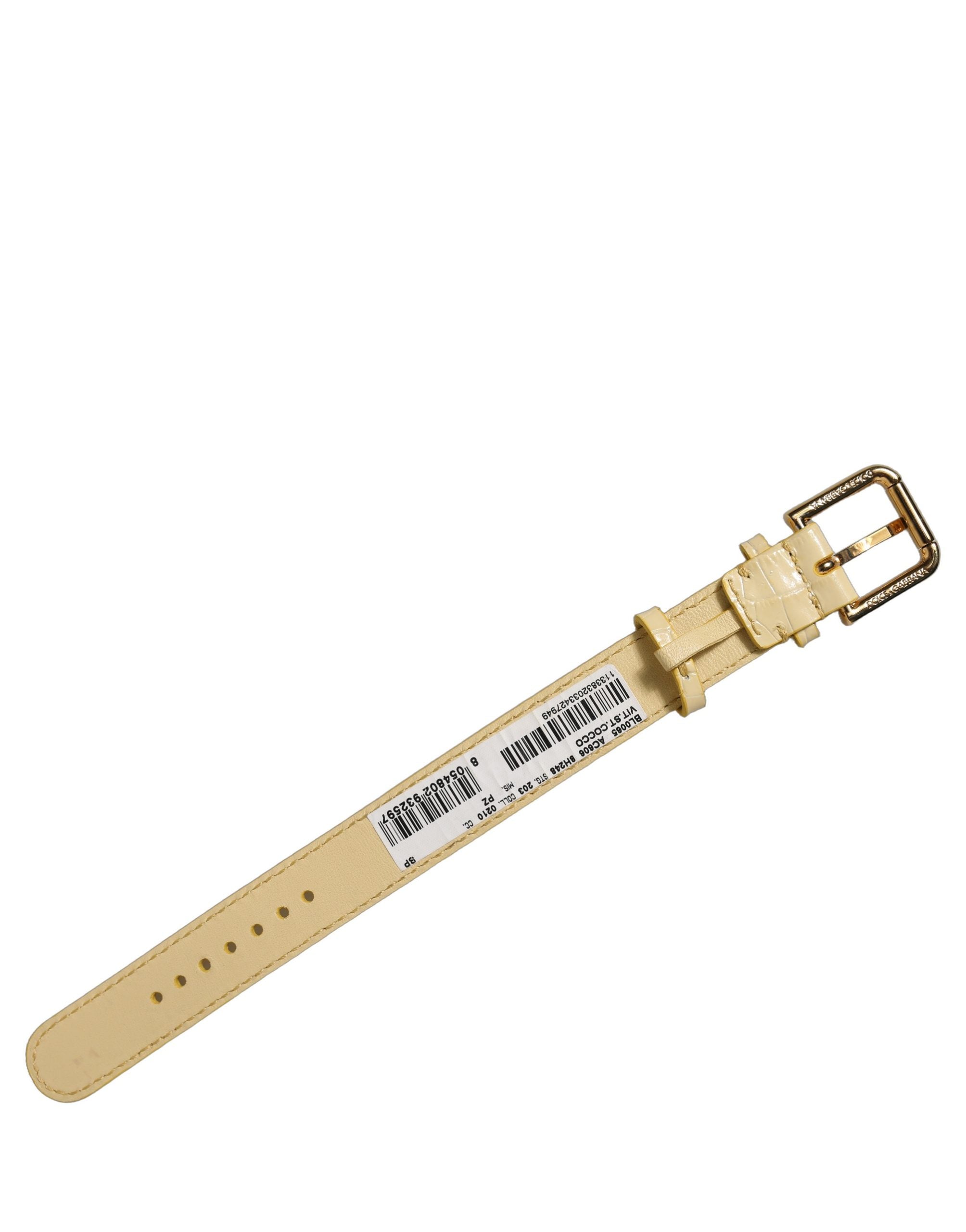 Dolce & Gabbana Beige Embossed Leather Gold Buckle Belt Strap Bracelet