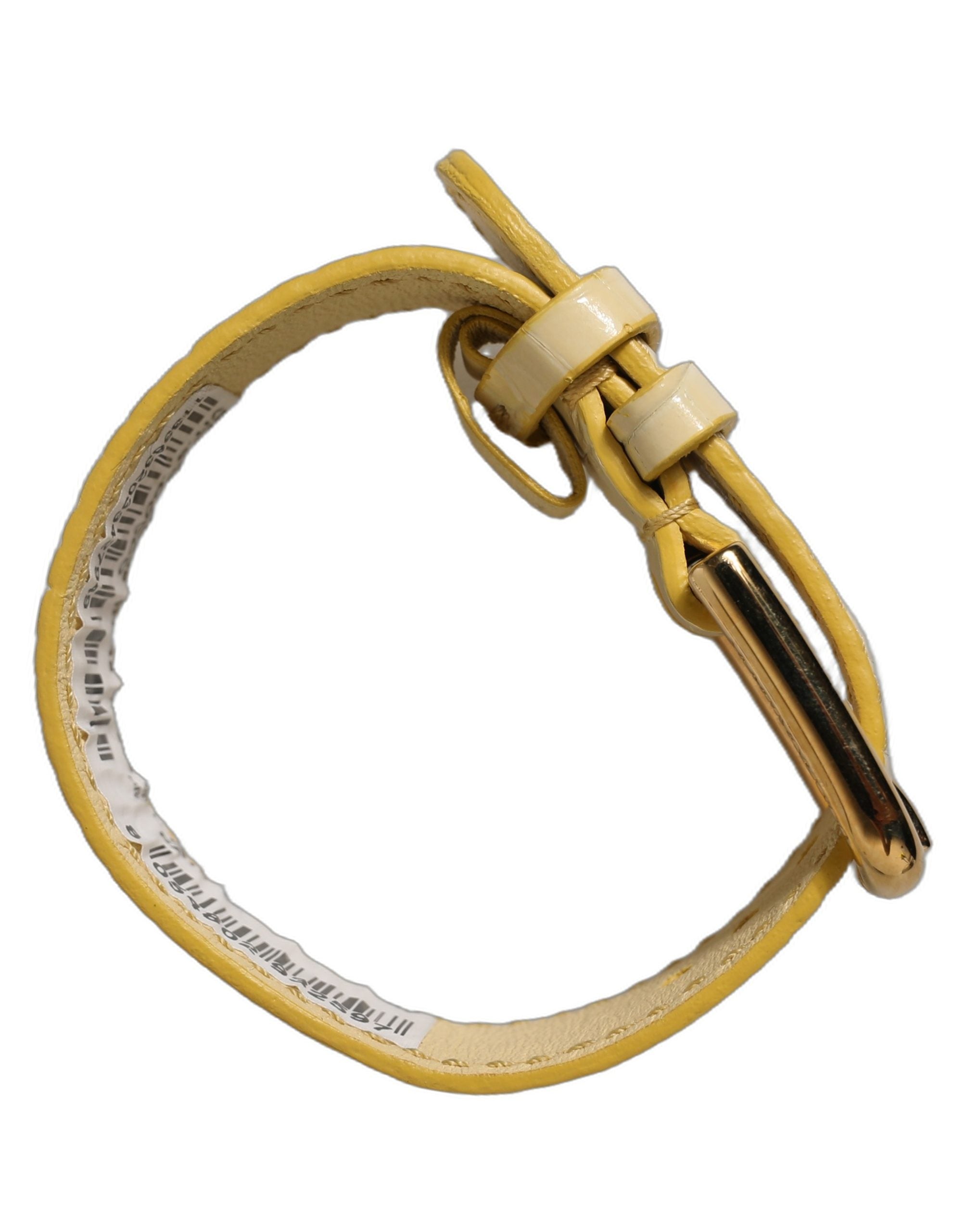 Dolce & Gabbana Beige Embossed Leather Gold Buckle Belt Strap Bracelet