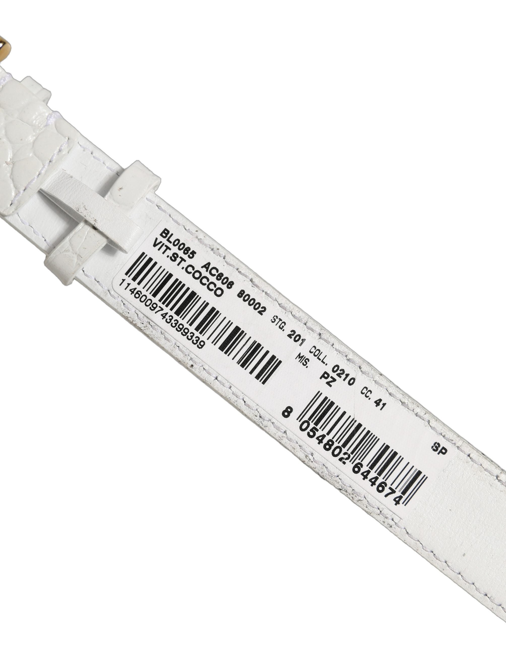 Dolce & Gabbana White Embossed Leather Gold Buckle Belt Strap Bracelet