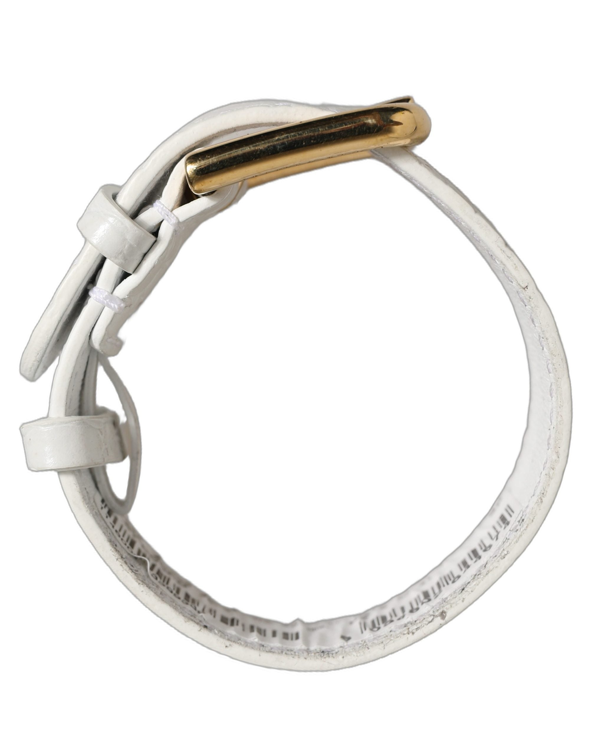 Dolce & Gabbana White Embossed Leather Gold Buckle Belt Strap Bracelet