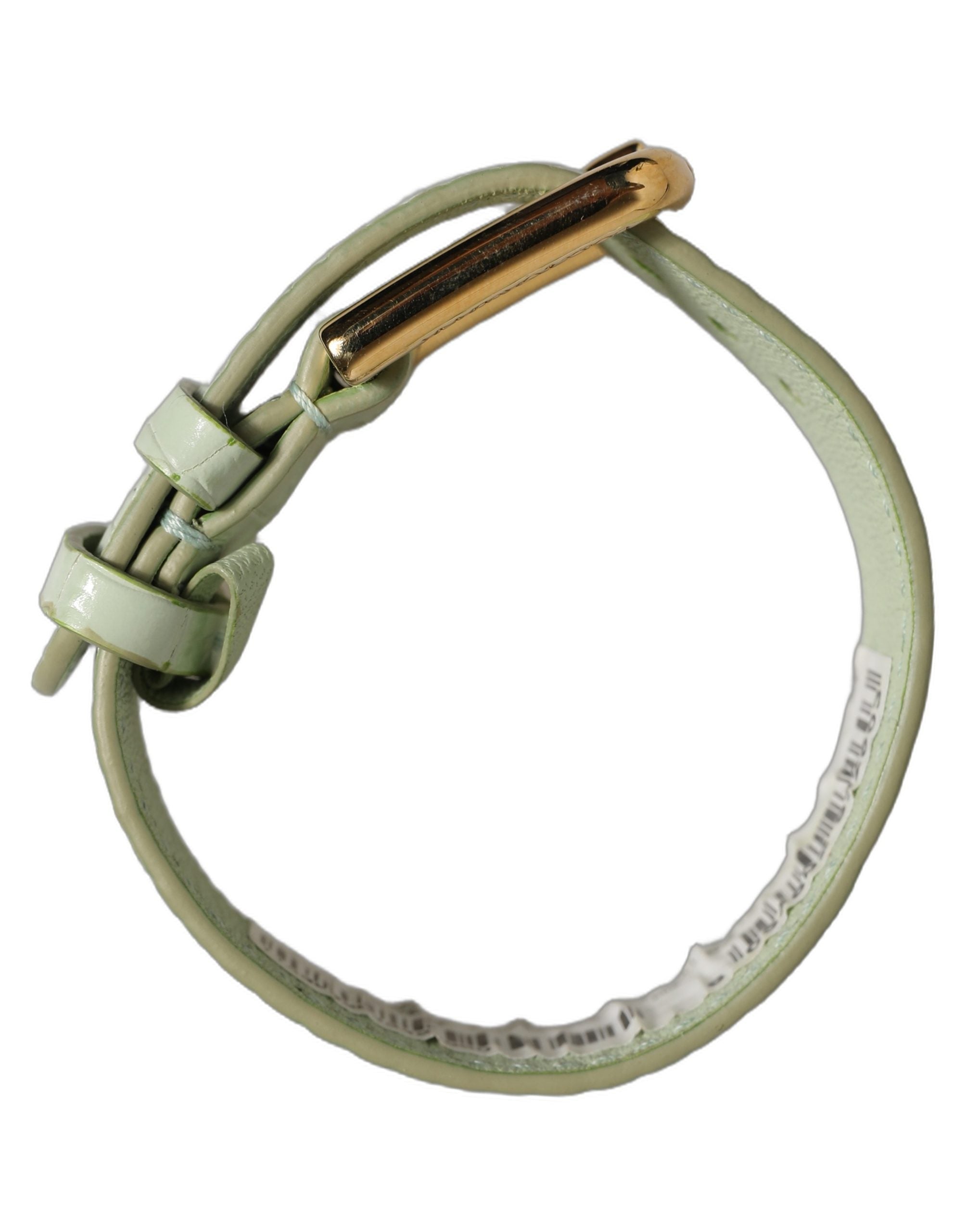 Dolce & Gabbana Green Embossed Leather Gold Buckle Belt Strap Bracelet
