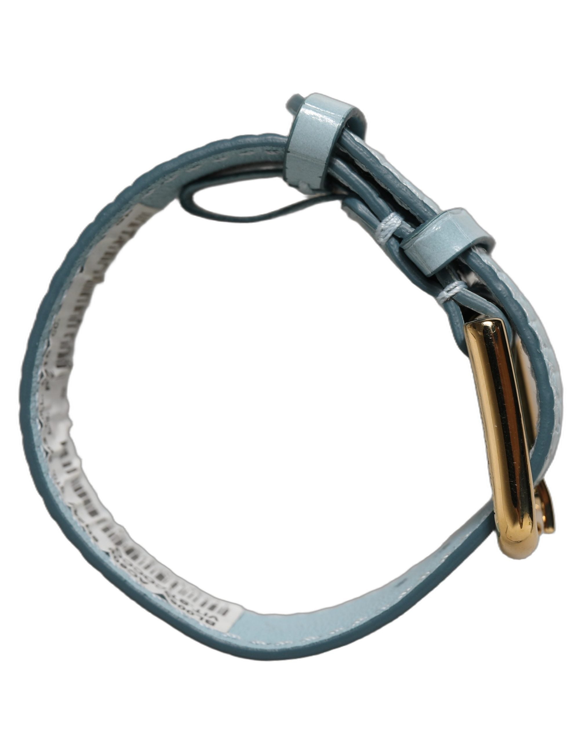 Dolce & Gabbana Blue Embossed Leather Gold Buckle Belt Strap Bracelet