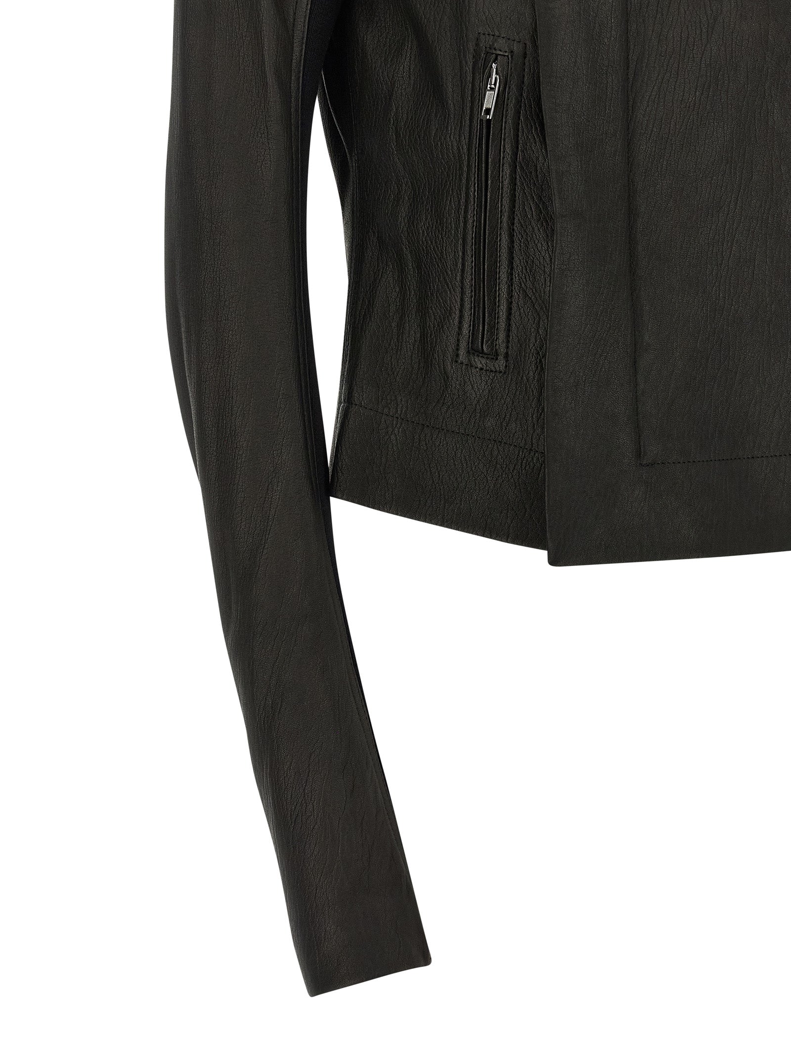 Rick Owens Black Lamb Leather Leather Jacket