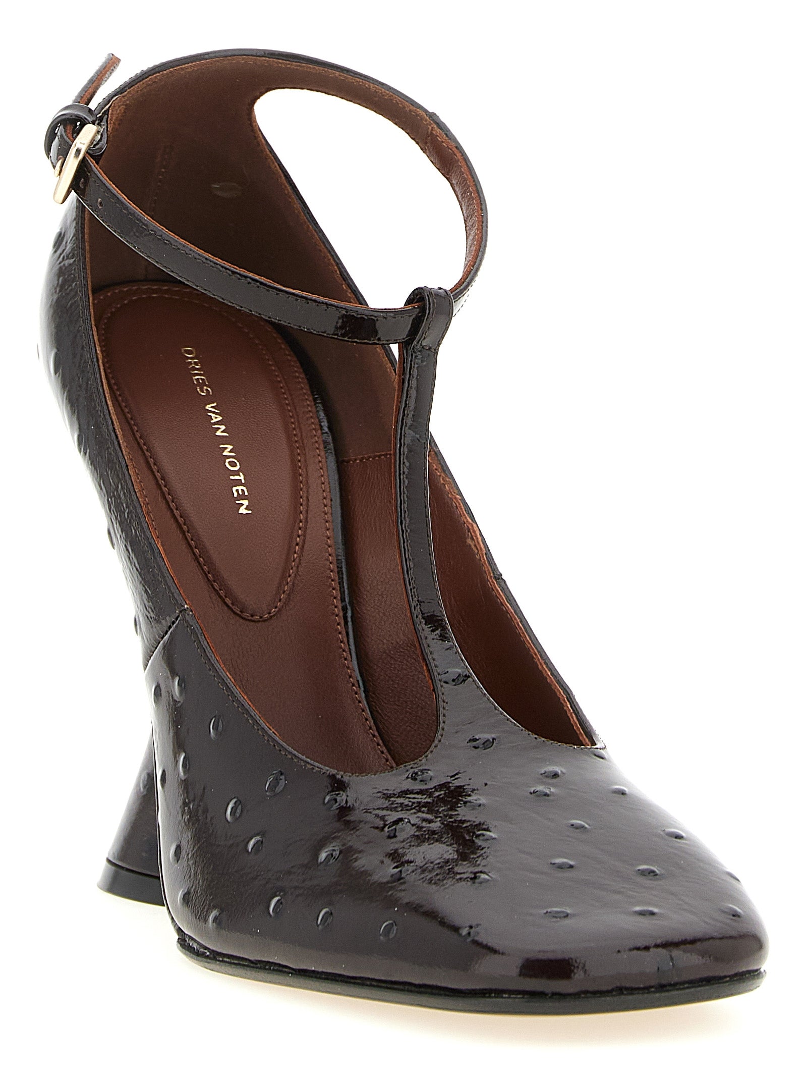 Dries Van Noten Bordeaux Calfskin Wedge Sandals