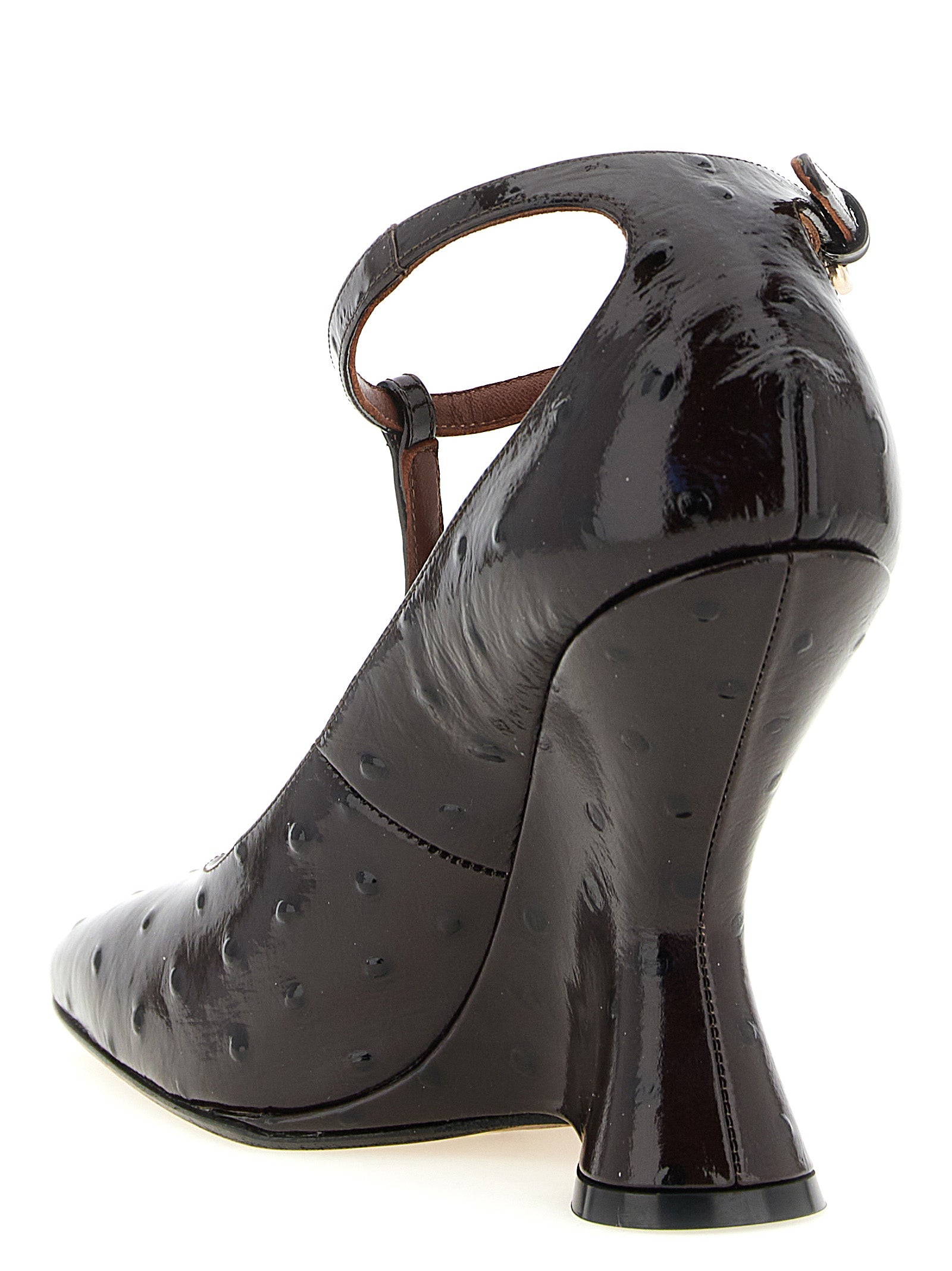 Dries Van Noten Bordeaux Calfskin Wedge Sandals