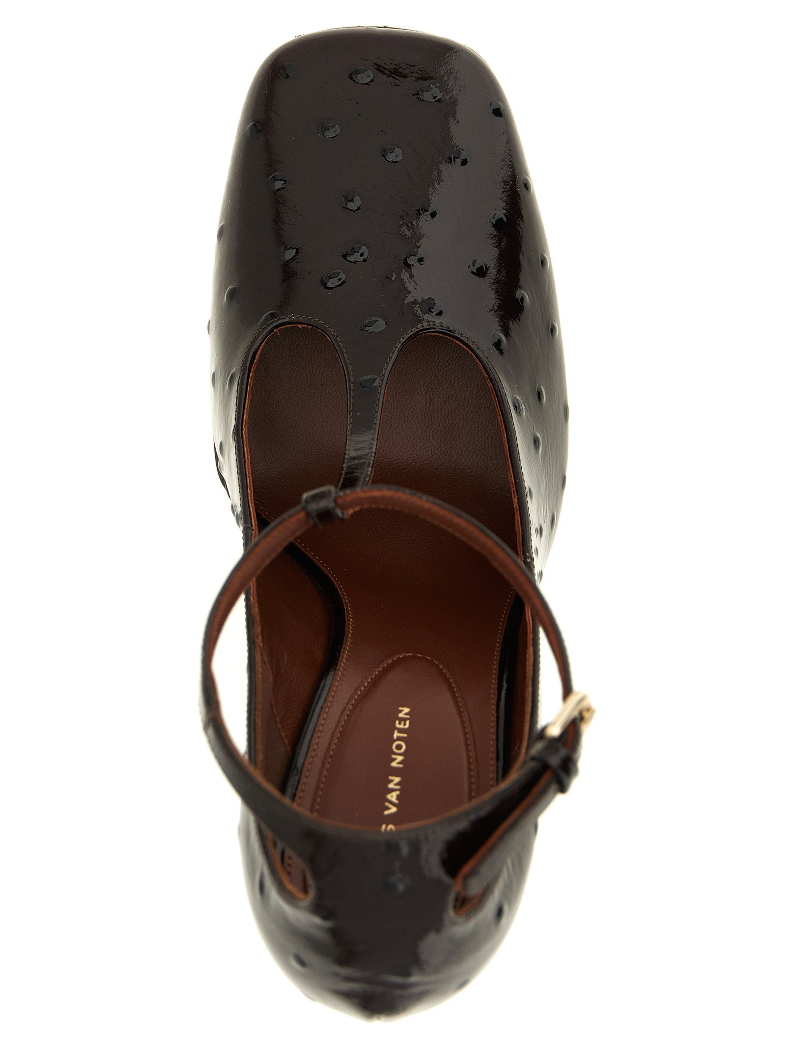 Dries Van Noten Bordeaux Calfskin Wedge Sandals