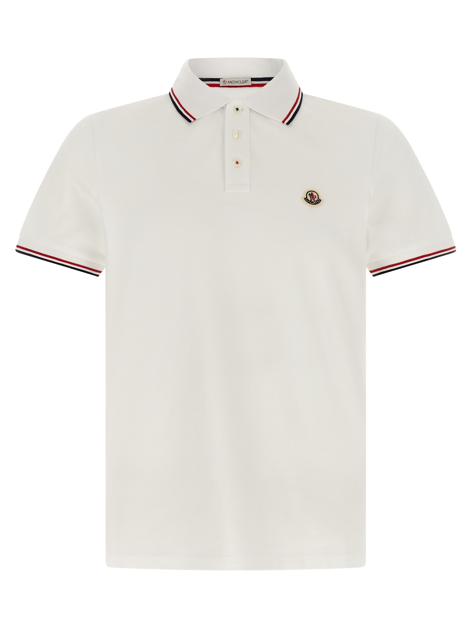 Moncler White Cotton Polo Shirt