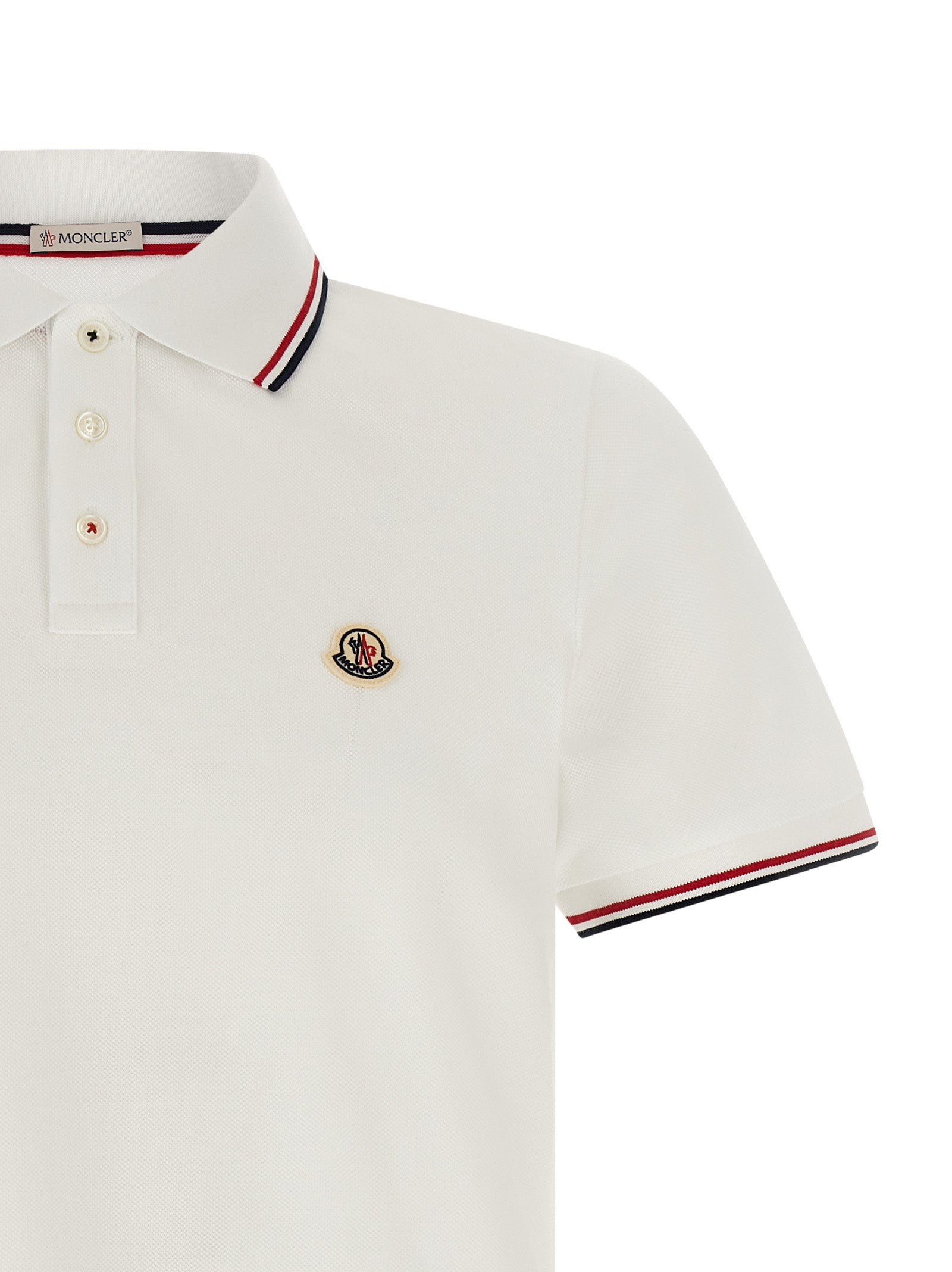Moncler White Cotton Polo Shirt