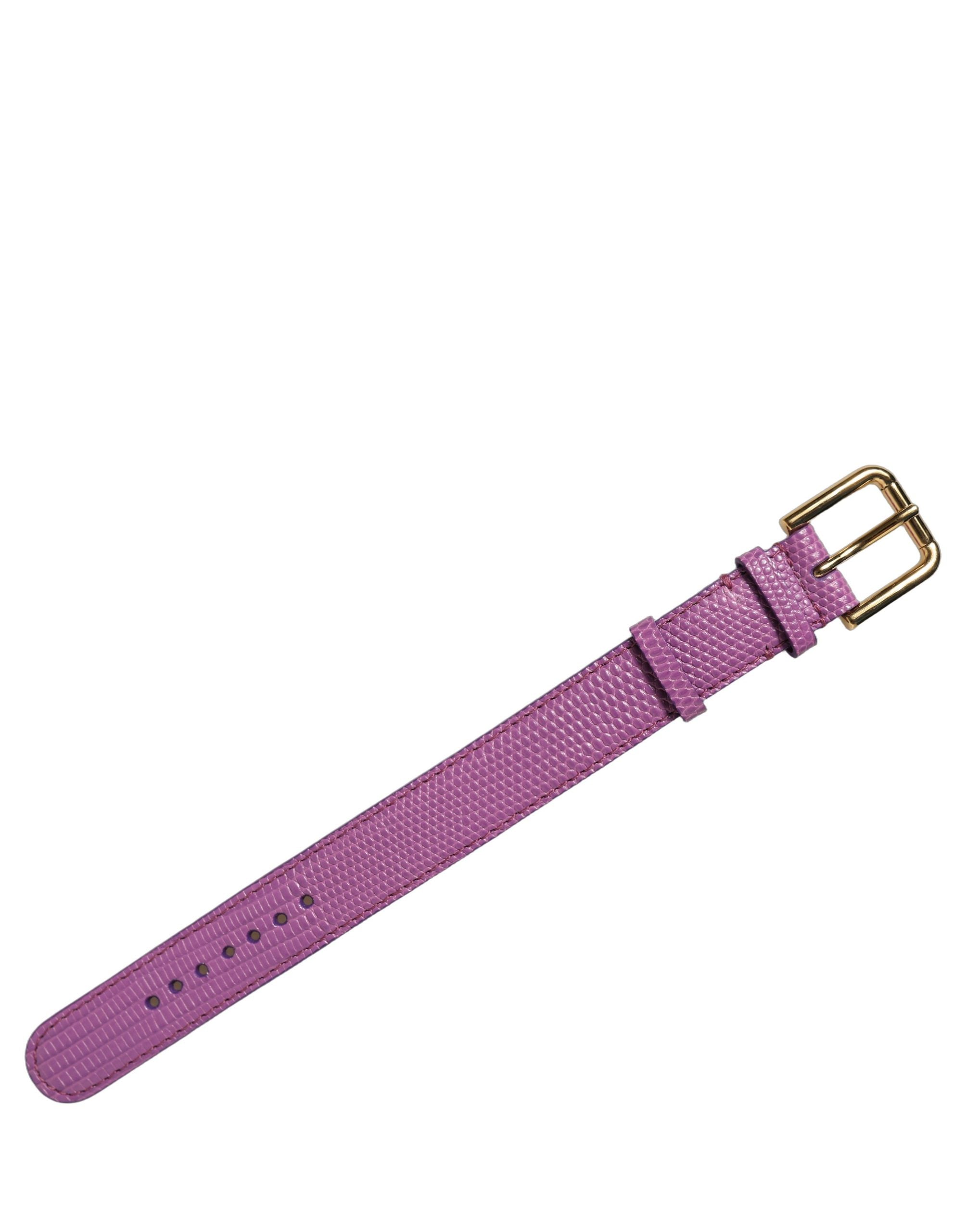 Dolce & Gabbana Purple Textured Leather Gold Buckle Belt Strap Bracelet